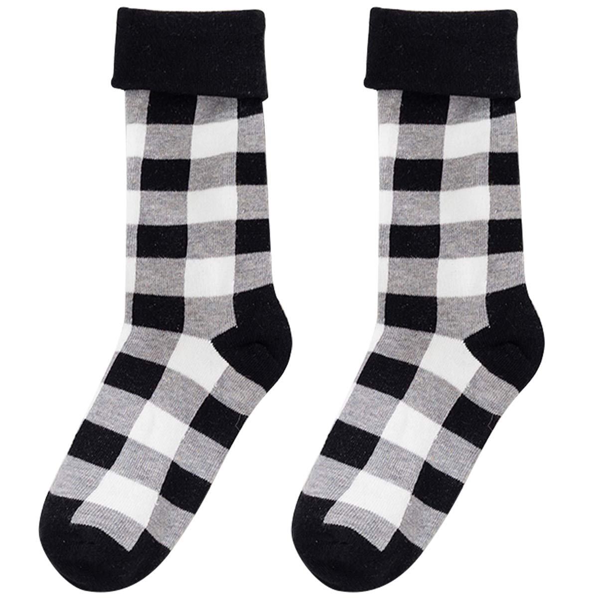 iFCOW Family Matching Plaid Socks - 1 Pair Parent-Child Unisex Soft Combed Cotton Socks for Christmas, Family Photos & Cozy Home Wear