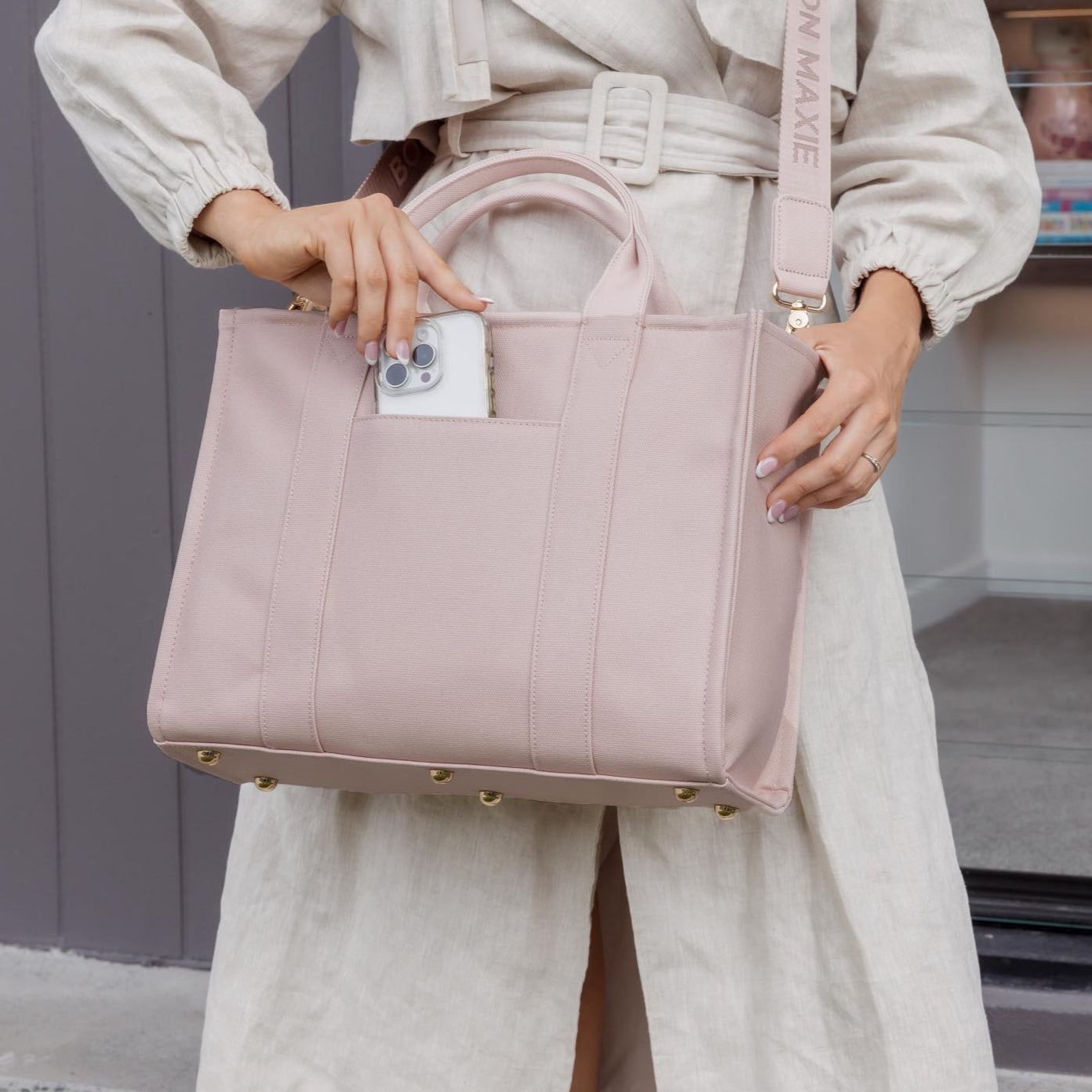 Stylish Small Bon Vivant Structured Tote Bag - Perfect for Work, Travel & Daily Essentials | Milk Tea Color Fashion Handbag for Women
