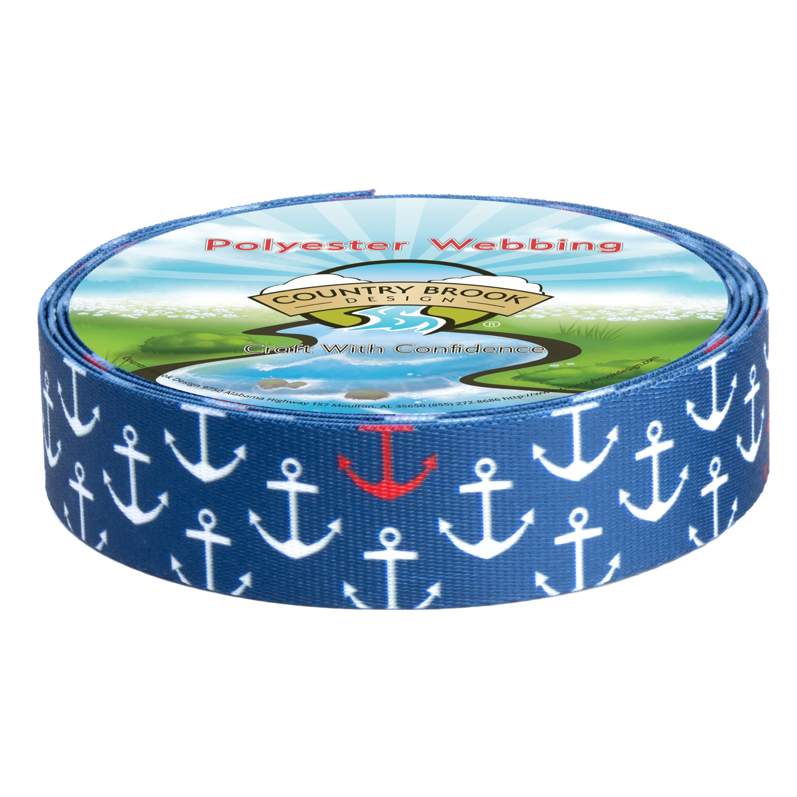 Country Brook Design - Anchors Away Polyester Webbing Dog Collar, Leash & Pet Accessories | Durable Nautical Style for Boating, Beach & Outdoor Adventures