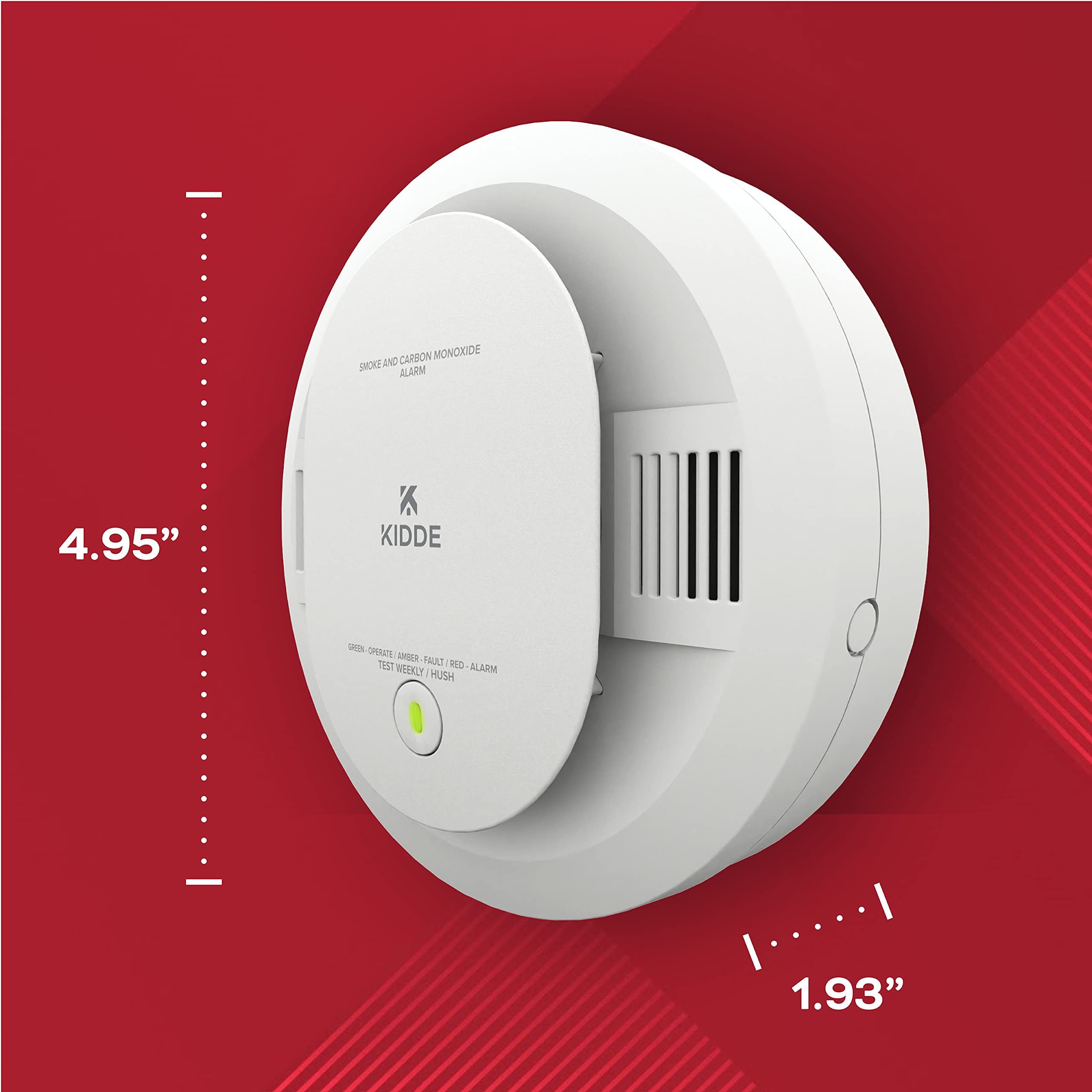 Kidde Smoke and Carbon Monoxide Detector with LED Warning Lights - Battery Powered (AA) - 1 Pack - Home & Office Safety Alarm for Bedroom, Kitchen, Basement Protection