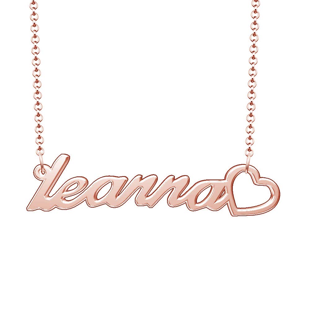 Personalized Rose Gold Plated Heart Name Necklace - Custom Engraved Jewelry Gift for Women, Best for Anniversary, Valentine's Day & Birthday Presents