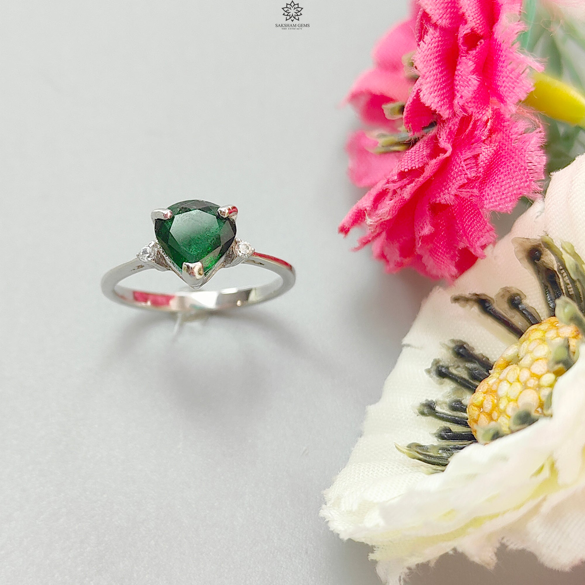 Natural Emerald Heart Ring - 1.67g Genuine Untreated Emerald Faceted Cut in 925 Sterling Silver Prong Setting, Size 5.5 US | Elegant Jewelry Gift for Women, Perfect for Valentine's Day, Anniversary & Special Occasions