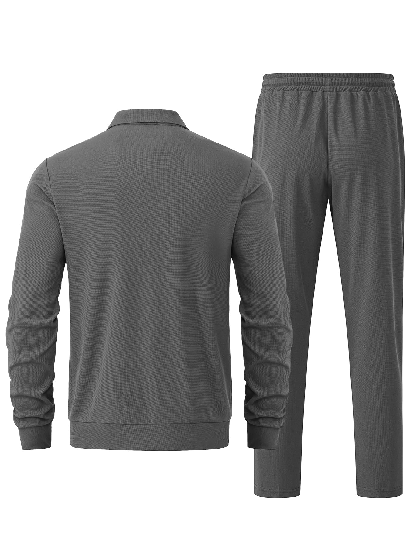 Men's Waffle Knit Tracksuit Set - 2 Piece Long Sleeve Zip Up Hoodie & Jogger Pants - Solid Color Athletic Sweatsuit for Running, Gym, and Casual Wear