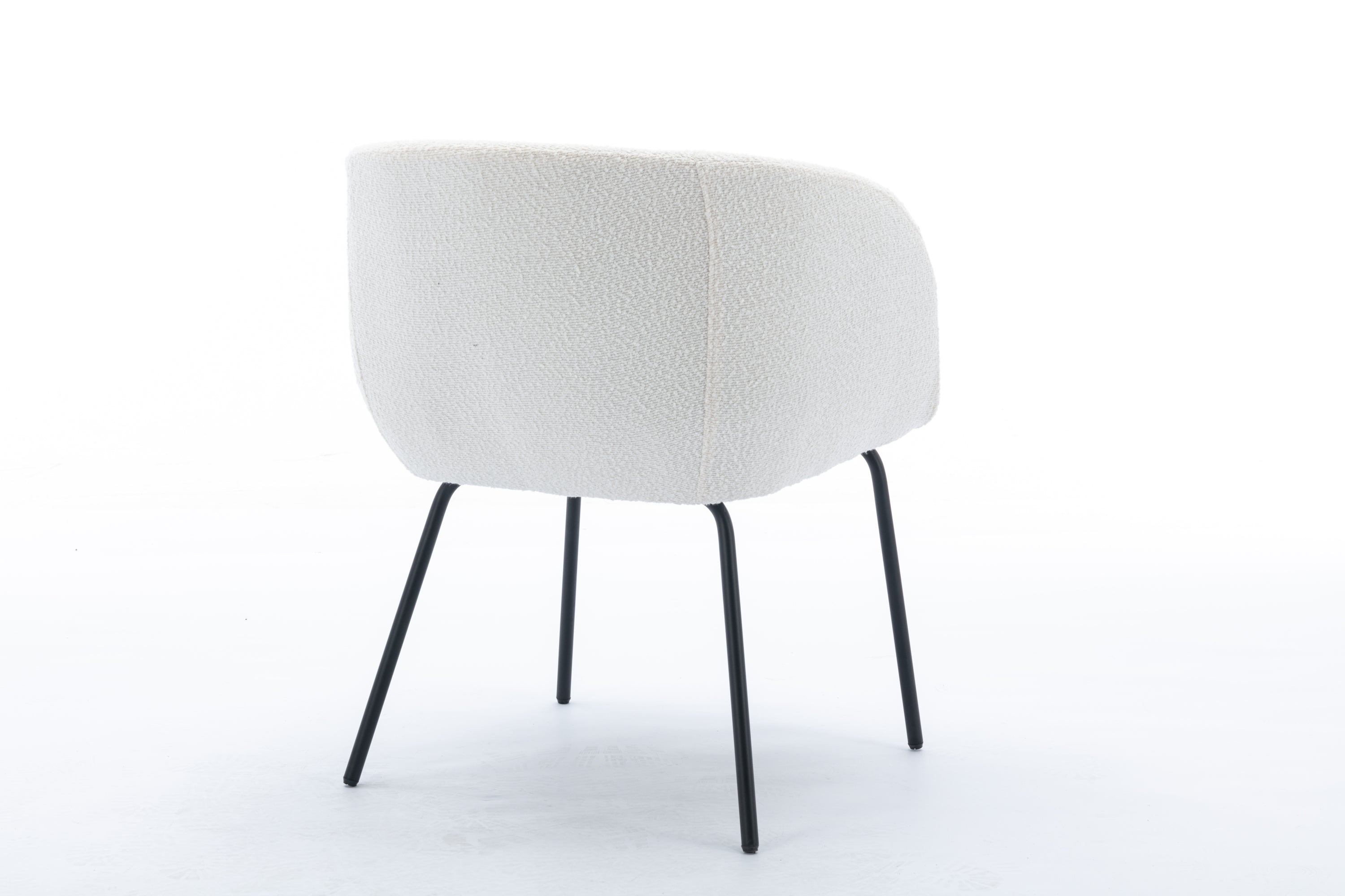 Boucle Fabric Dining Chair with Black Metal Legs - Set of 1 - Modern Upholstered Accent Chair for Kitchen, Dining Room, or Office