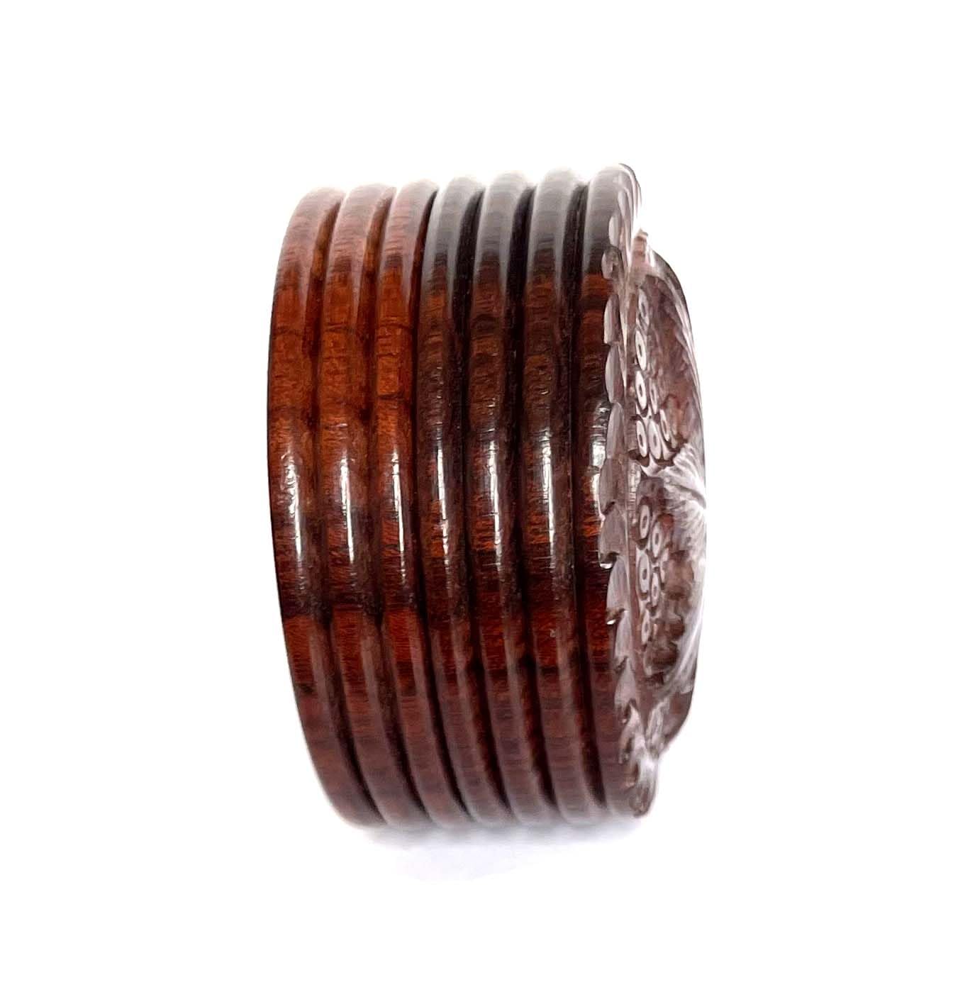 Handmade Artistic Carved Natural Antique 2-Inch Herb Grinder - Eco Friendly 2-Part Design for Herbs & Spices | Perfect for Cooking, Aromatherapy & Herbal Remedies