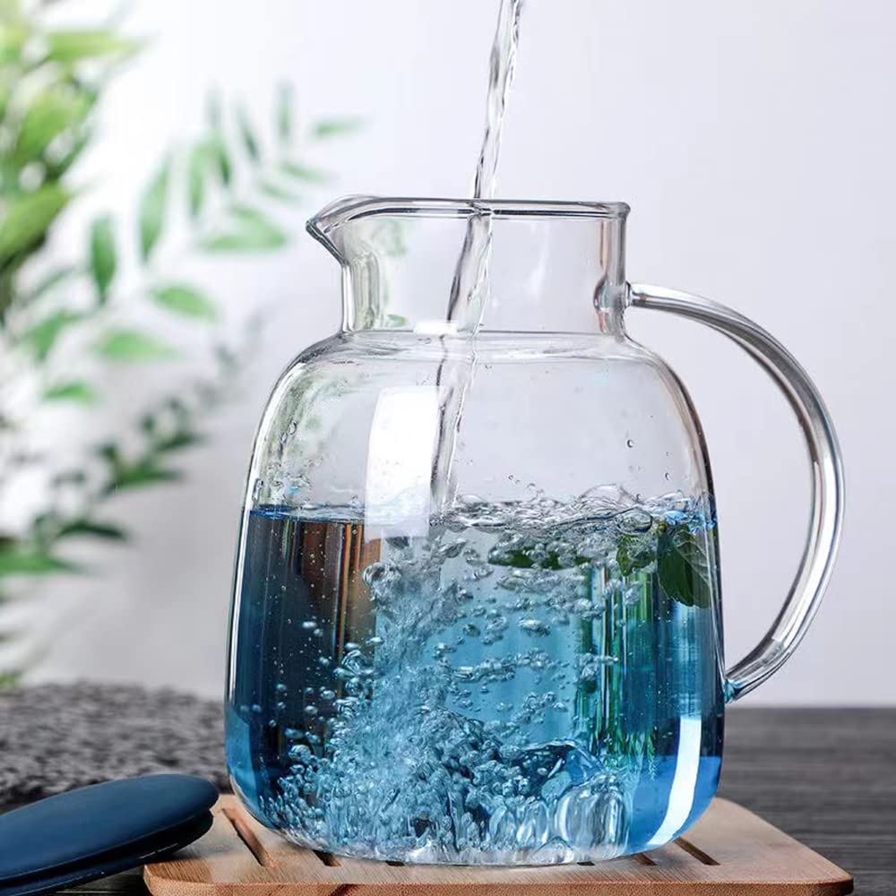 Gradient Blue Glass Large-Capacity Insulated Water Bottle - 64oz Leakproof Cold Brew Tea Kettle for Home, Office & Outdoor - Perfect for Iced Coffee, Summer Juices & Cold Drinks
