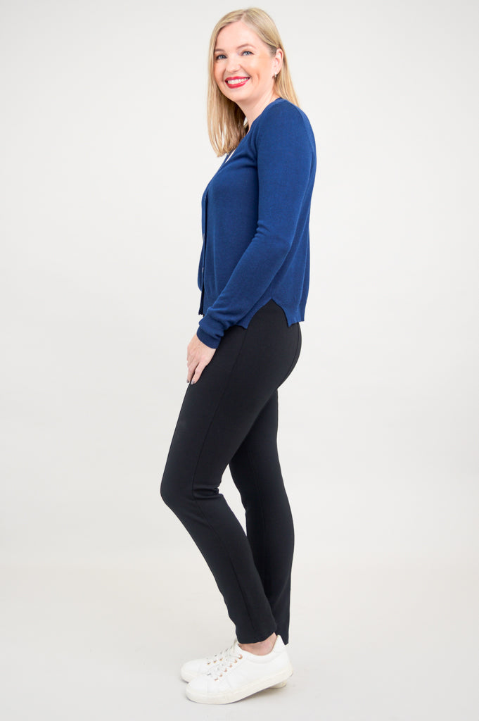 Jessica Sweater Women's Indigo Blue Bamboo Cotton Blend Knit Top - Soft & Breathable for Casual Wear, Office & Fall Outfits