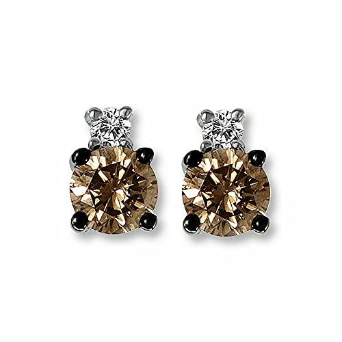 2.00 Carat Chocolate & White Simulated Diamond Stud Earrings - 14K Rose Gold Plated 925 Sterling Silver - Perfect for Weddings, Parties & Everyday Elegance