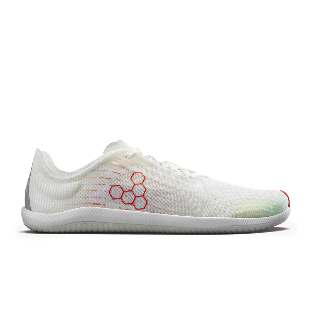 Vivobarefoot Primus Flow Women's Barefoot Shoes - Bright White & Neon Orange | Lightweight & Flexible for Running, Hiking & Everyday Wear