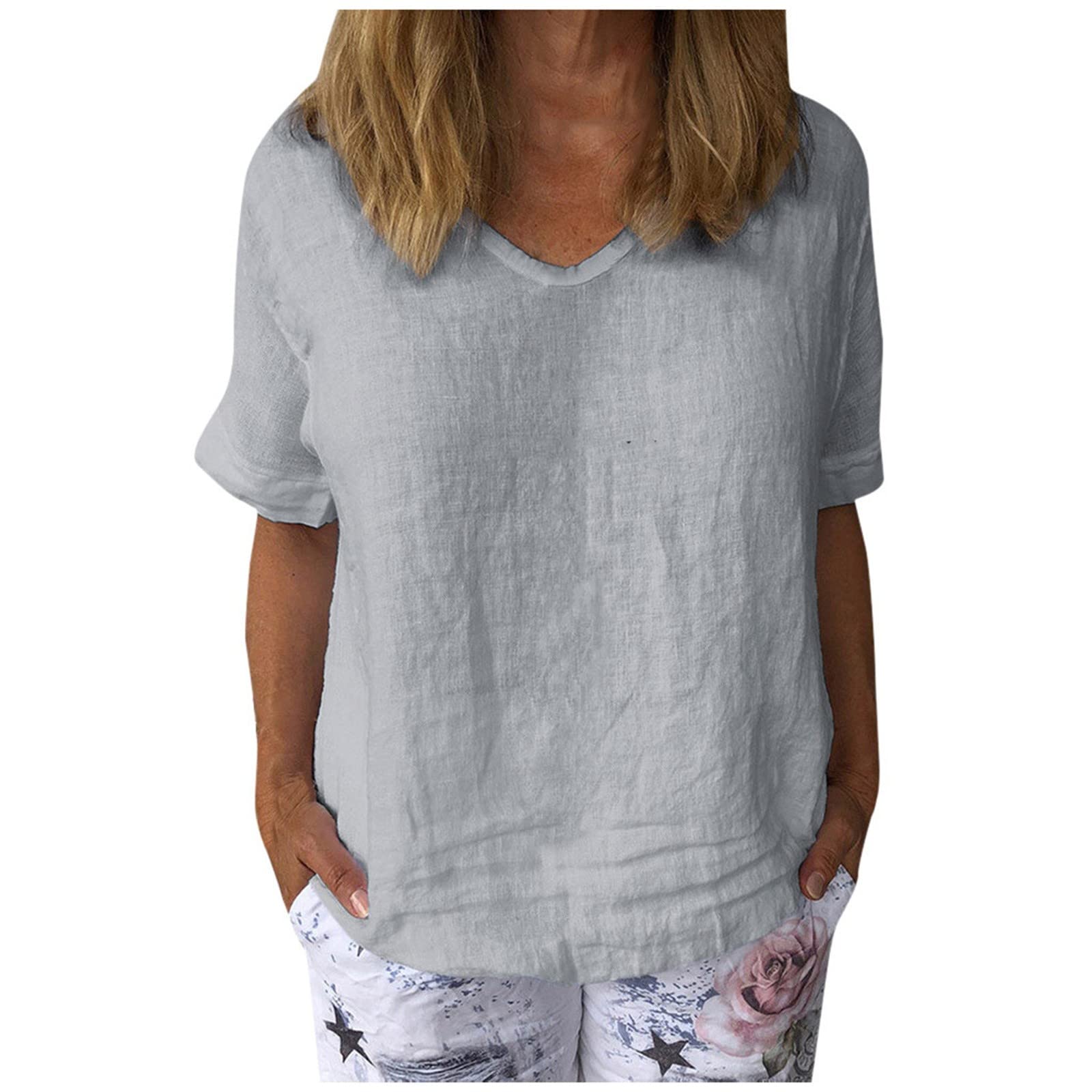 Boho Tops for Women - Floral Long Sleeve Tunic Blouse with Crew Neck & Side Buttons | Casual Loose Fit T-Shirt Style Top for Everyday Wear, Office & Boho Chic Outfits