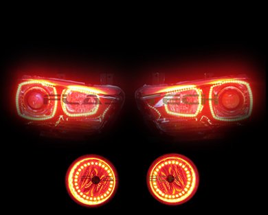 Bright Red LED Halo Ring Headlight & Fog Light Kit for Dodge Charger 2011-2014 - DRL Angel Eyes with Plug & Play Installation - Perfect for Night Driving & Car Customization