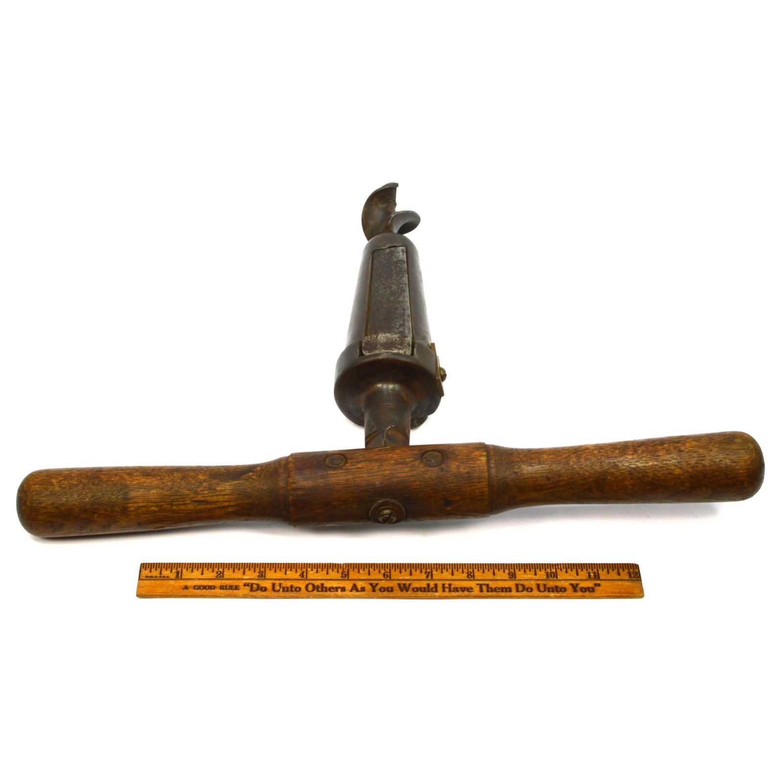 Vintage Bung Hole Drill with T-Handle - Antique Wine & Whiskey Barrel Auger Tool - Perfect for Home Brewing, Barrel Repair & Primitive Woodworking Projects