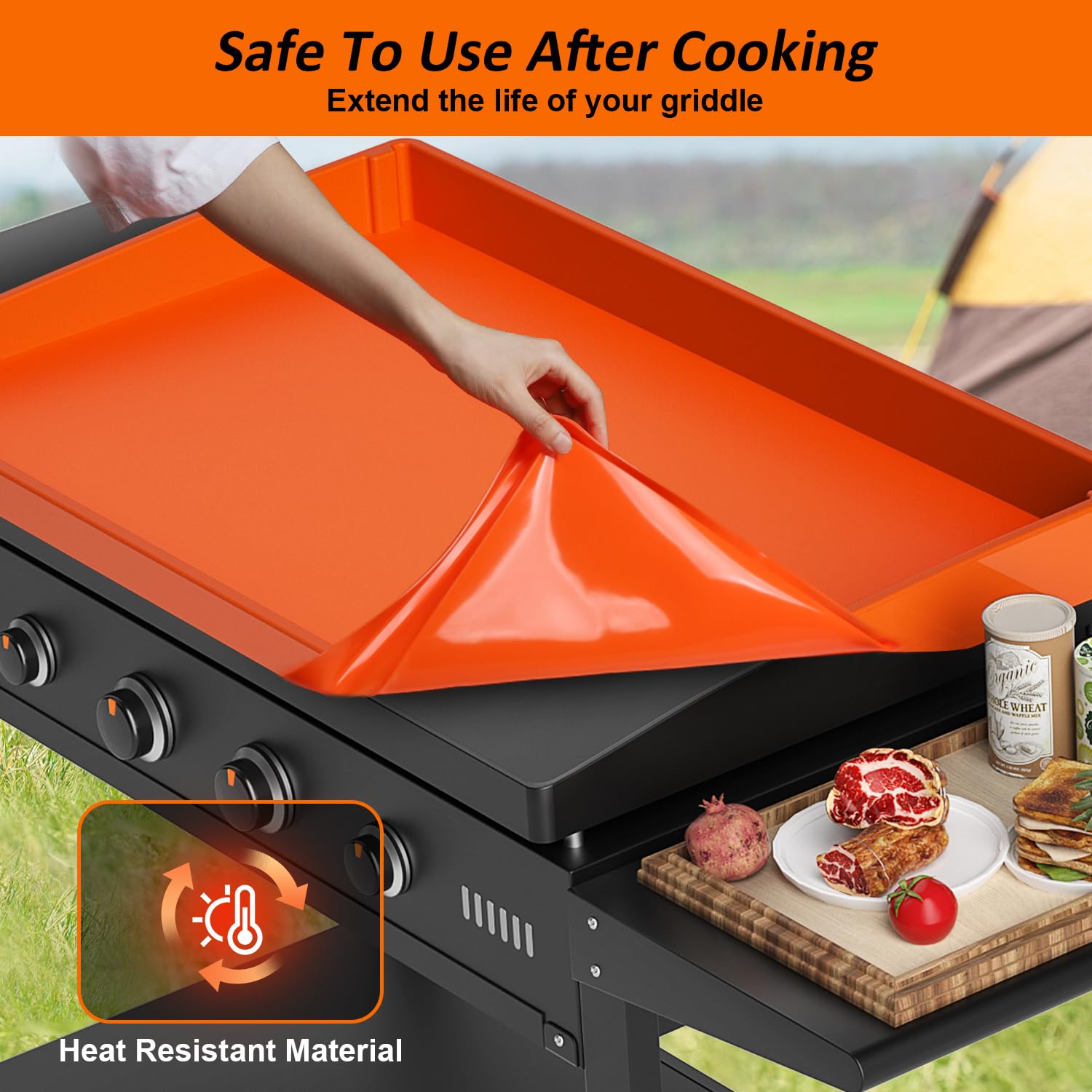 Upgraded 28-Inch Silicone Grill Cover for Blackstone Griddle & Weber BBQ - Full Edge Protection Against Rodents, Insects, Debris & Rust - Perfect for Outdoor Cooking, Camping & Backyard BBQs
