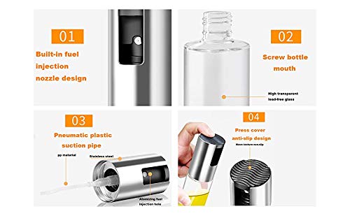 Premium Olive Oil Sprayer - Food Grade Stainless Steel & Glass Oil Mister Bottle for Cooking, Salad, BBQ, Baking | Kitchen Oil Dispenser & Vinegar Spray Bottle | Perfect for Healthy Cooking, Grilling & Meal Prep
