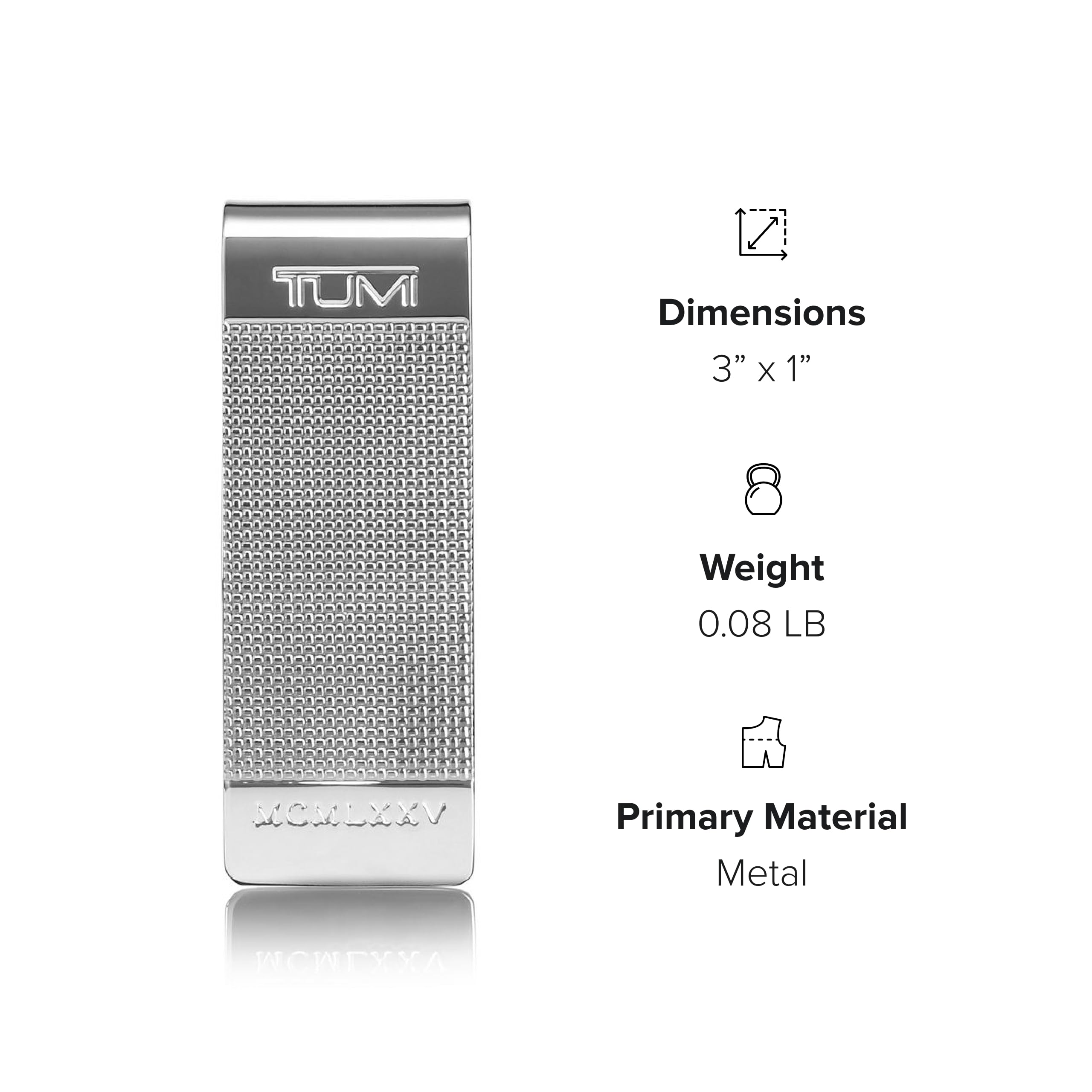 TUMI Nassau Ballistic Etched Money Clip - RFID Blocking Slim Wallet for Credit Cards & Cash - Premium Silver Money Clip for Men - Perfect for Travel, Business & Everyday Use