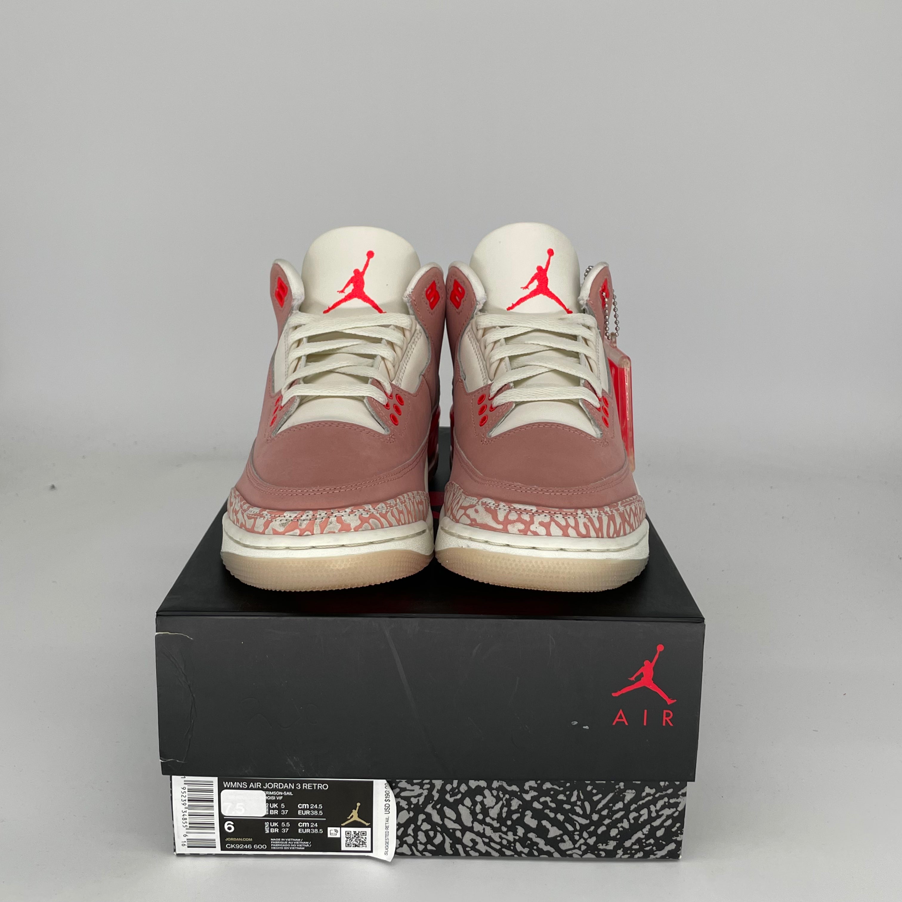AIR JORDAN 3 Rust Pink Women's Shoes Size 6/7.5W - Retro Basketball Sneakers CK9246-600 | Perfect for Casual Wear, Street Style & Sneaker Collectors