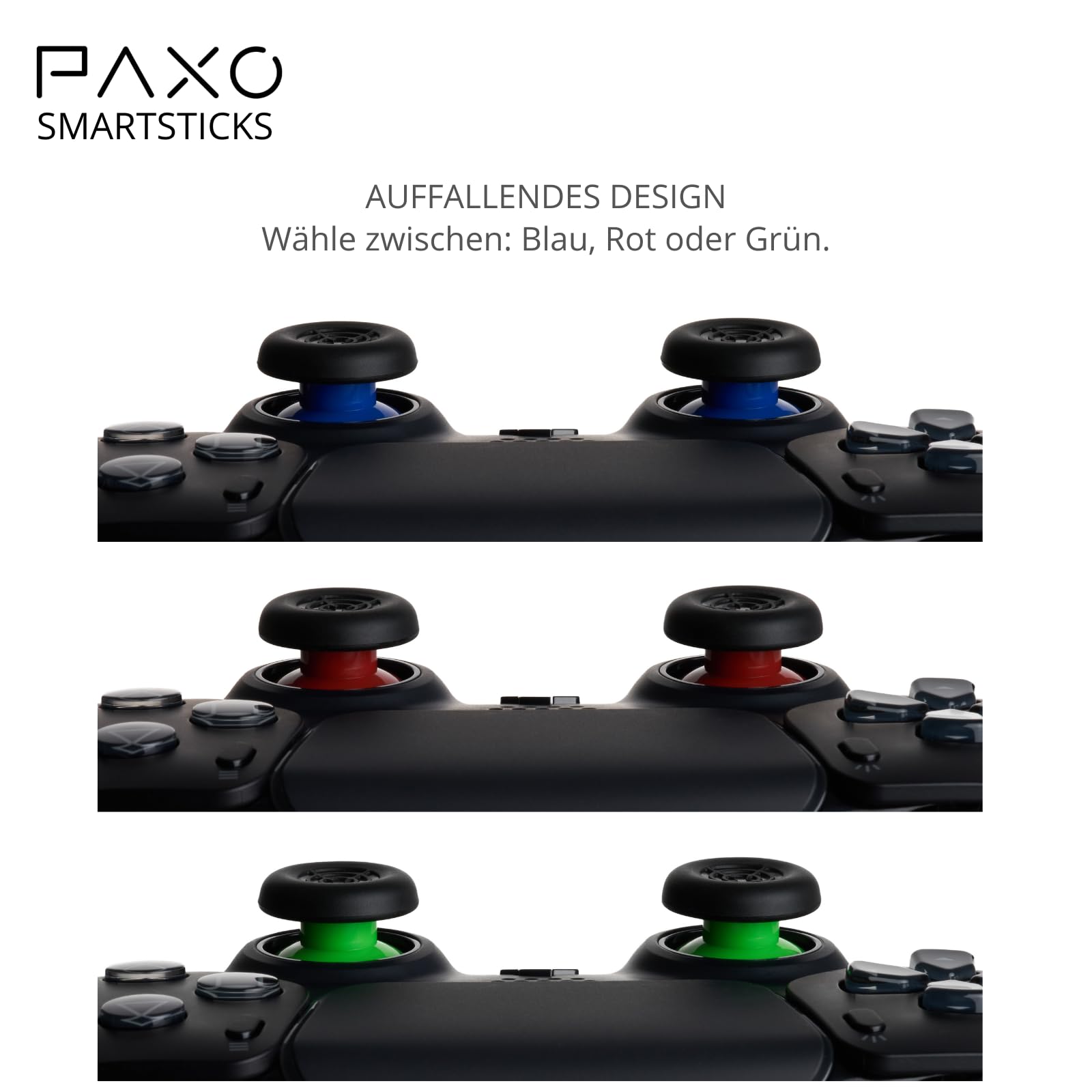 PAXO ® SmartSticks - Professional PS5 Controller Joysticks | Flexible, Ergonomic & Stylish Design | Secure Grip, Patented Quick-Change System, Analog Thumbsticks | Green PS5 Accessories for Enhanced Gaming Performance - Perfect for FPS, Racing & Action Games