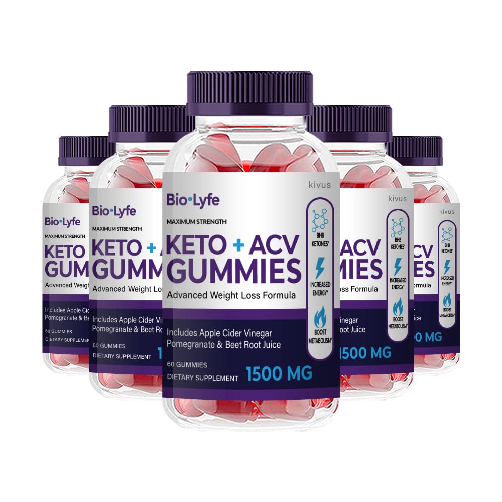 BioLyfe Keto+ACV Gummies (5 Pack, 300 Gummies) - Apple Cider Vinegar Keto Supplement for Weight Loss & Energy Boost - Perfect for Ketogenic Diet & Low-Carb Lifestyle