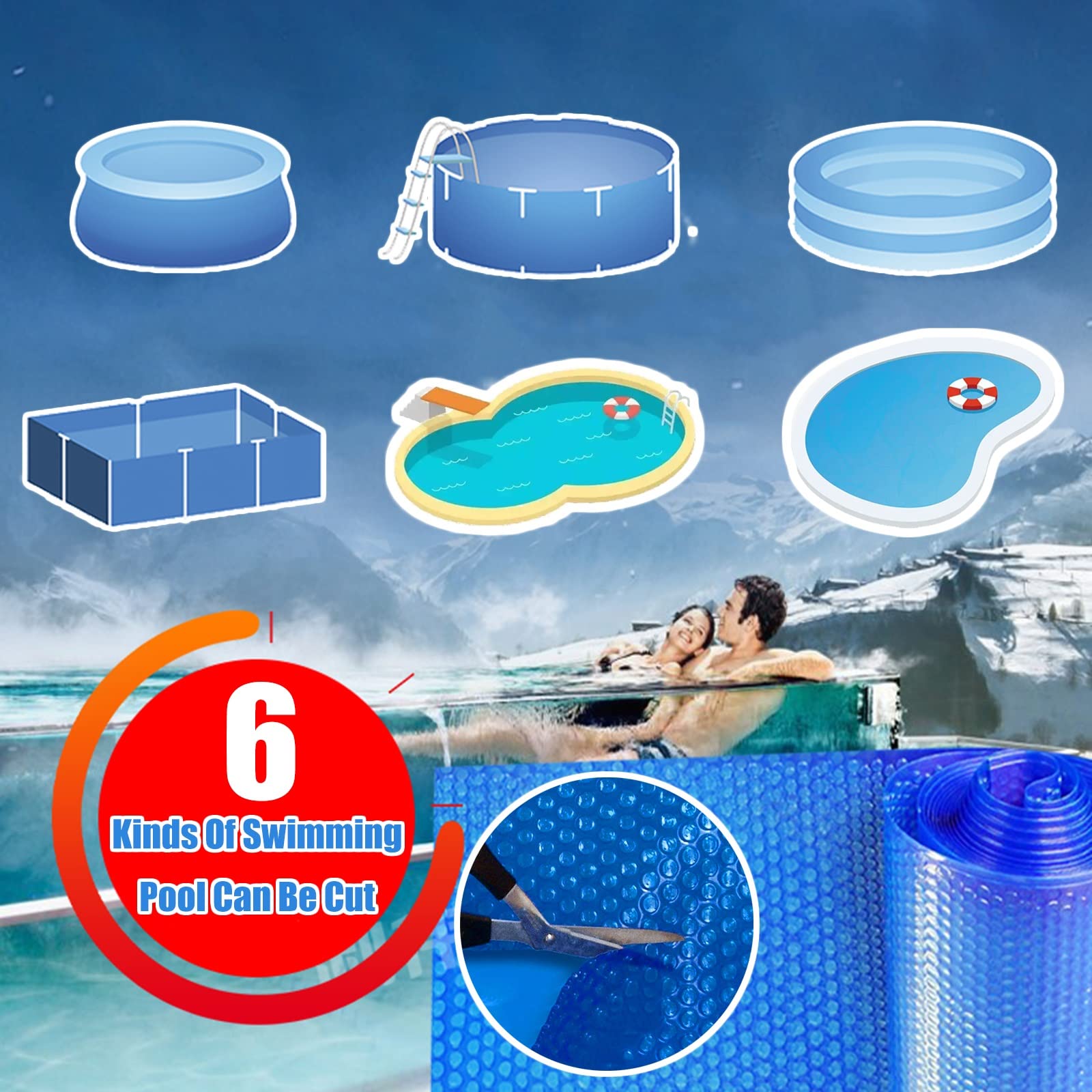 **Heavy Duty 19-mil Polyethylene Solar Pool Cover for Above Ground & Inground Pools (Round, Oval, Square, Kidney) – 20ft/23ft/26ft/30ft/33ft – Floating Inflatable Swimming Pool Cover for Heat Retention & Energy Savings**    *(Perfect for Extending Swimming Season, Reducing Evaporation & Keeping Pools Clean)*