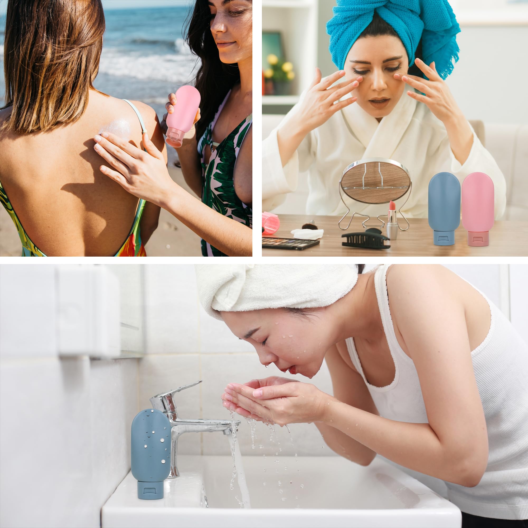 Niwlix 3-Pack Travel Bottles for Toiletries - Leakproof Shampoo, Lotion, Cream & Handwash Containers - Perfect for Women's Travel Essentials | TSA Approved for Airplane, Gym & Vacation Use