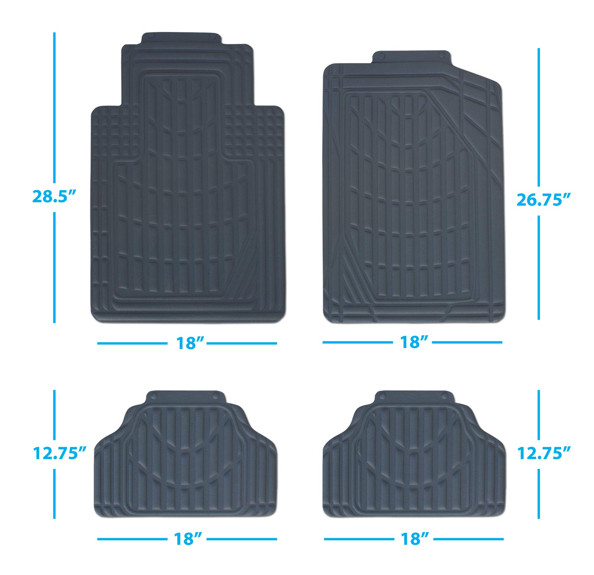 Eurow Universal Cut-to-Fit Car Floor Mats 4-Piece Set - All-Weather Protection, Non-Slip Gray Car Mats for Sedans, SUVs & Trucks - Perfect for Daily Commute, Road Trips & Off-Road Adventures