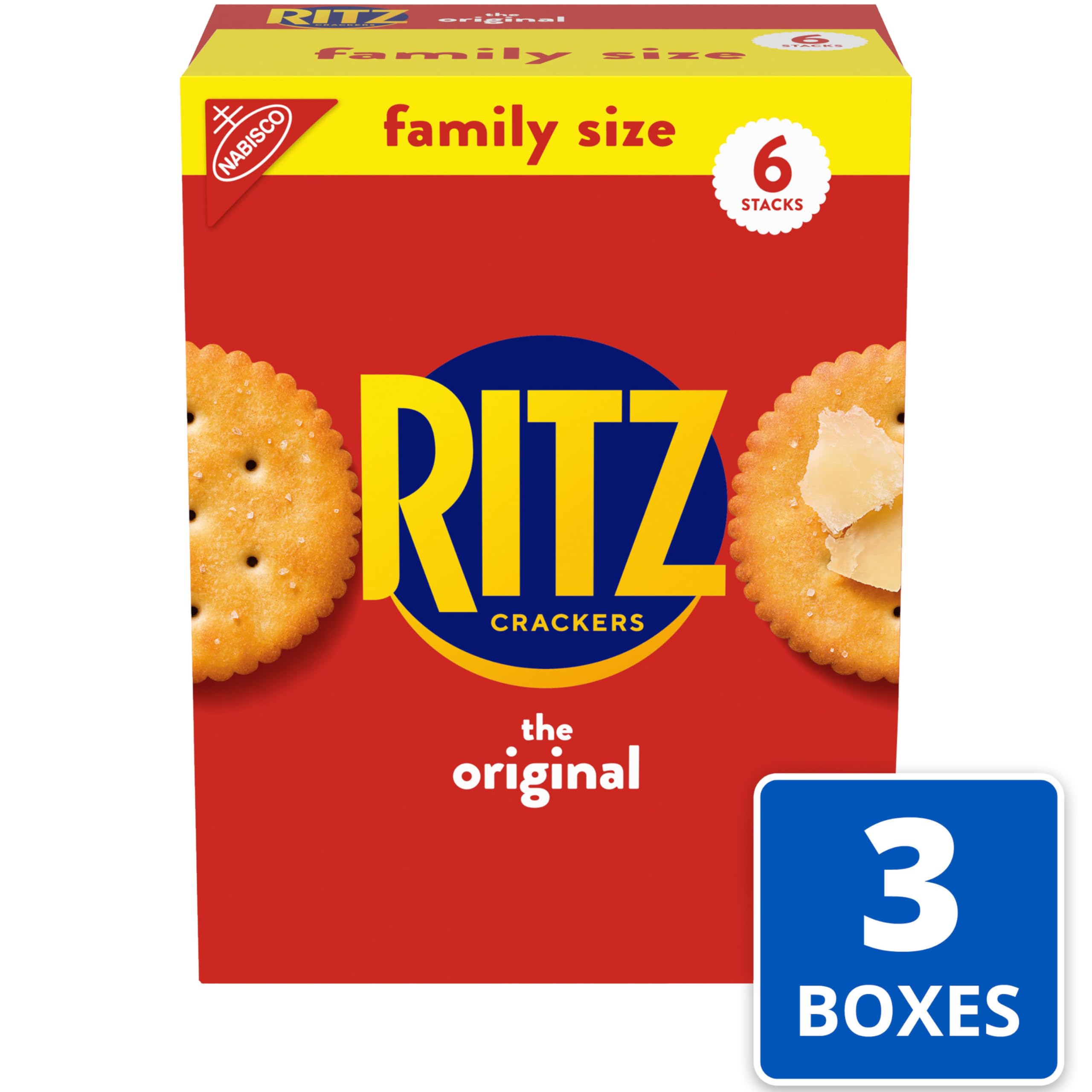 RITZ Original Crackers - Family Size Bulk Pack (3 Boxes) | Crunchy Snacks for Kids & Adults | Perfect for Lunchboxes, Parties & On-the-Go Snacking