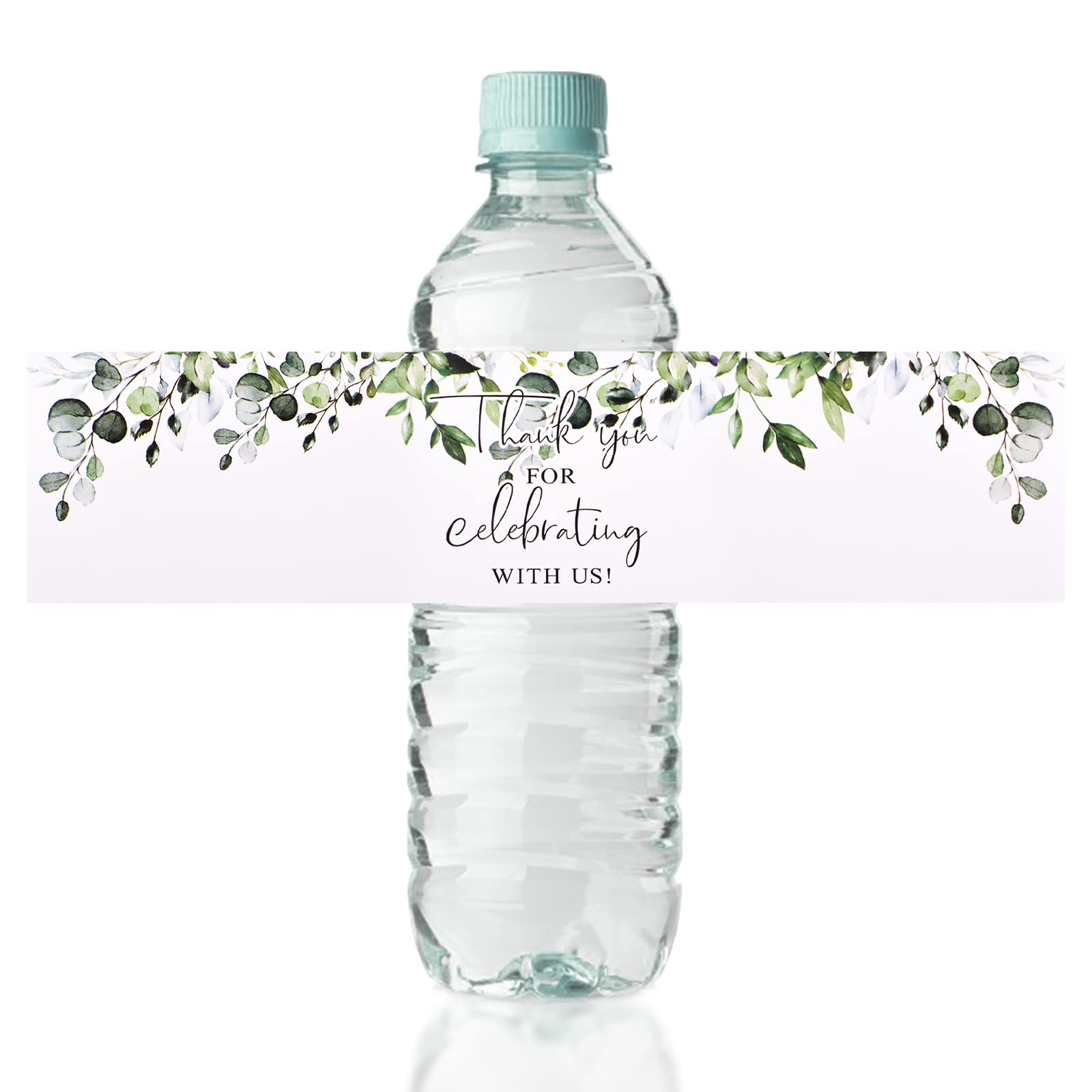 URROMA 50-Pack Greenery Plant Water Bottle Labels - Waterproof Wedding, Birthday & Baby Shower Thank You Stickers - Perfect for Party Favors, Bridal Showers & Special Events