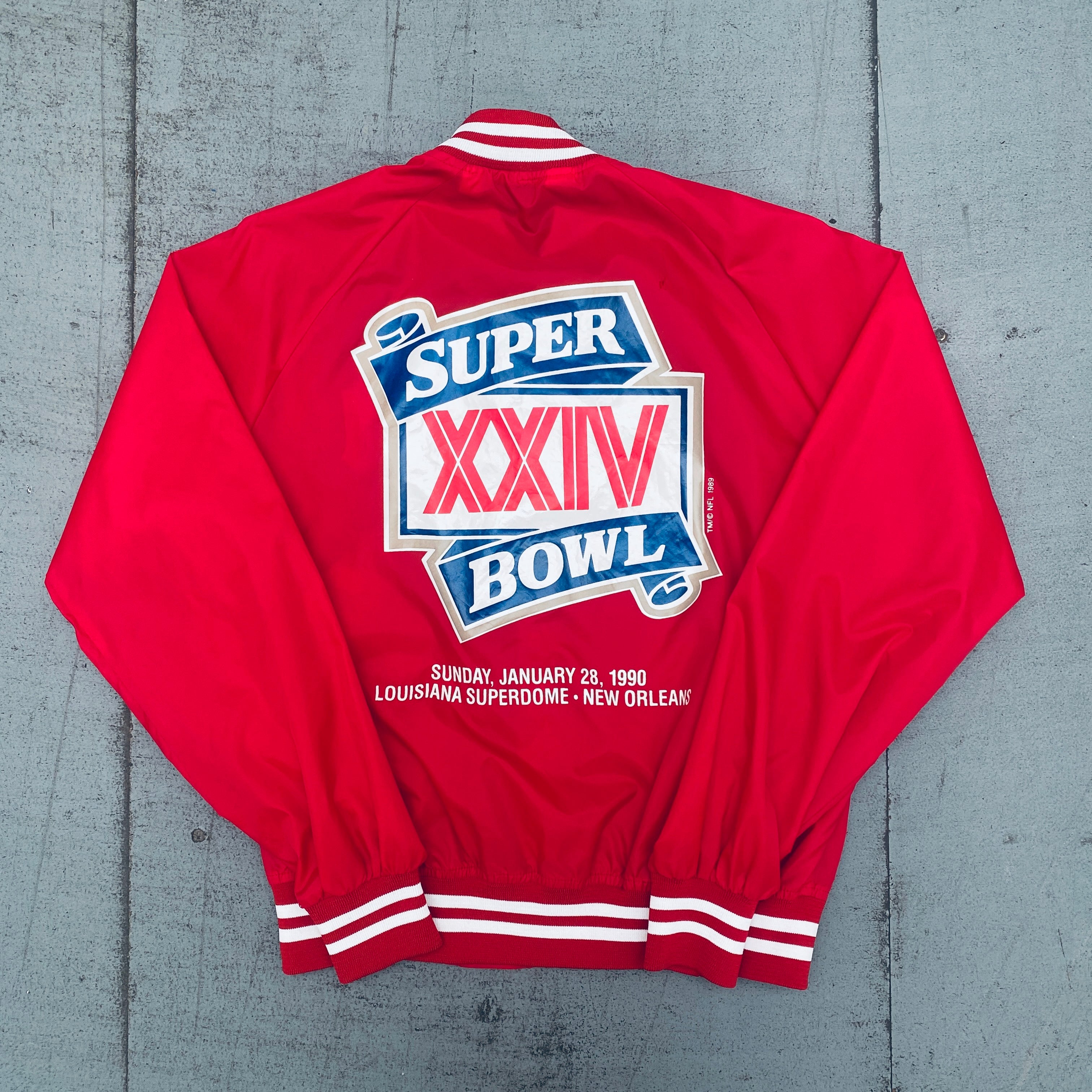 San Francisco 49ers 1989 Super Bowl XXIV Vintage Lightweight Bomber Jacket - NFL Football Fan Apparel for Men & Women - Perfect for Game Day, Tailgating & Sports Events (Size L)