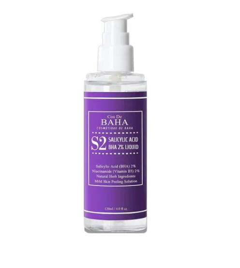 Cos De BAHA S2 Salicylic Acid BHA 2% Liquid Exfoliant - 120ml Acne Treatment for Oily & Sensitive Skin - Unclog Pores & Reduce Breakouts - Perfect for Daily Skincare Routine & Blemish Control