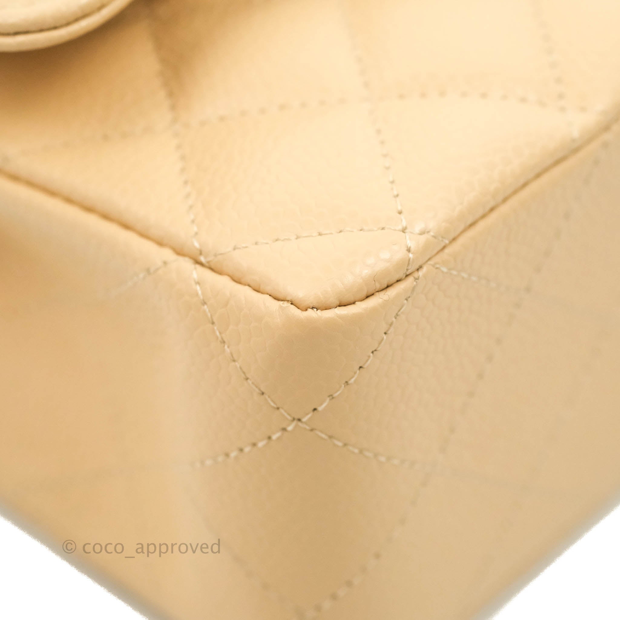 Chanel Classic M/L Medium Flap Bag Quilted Beige Caviar Leather with Gold Hardware - Luxury Handbag for Women, Perfect for Parties, Work & Everyday Use
