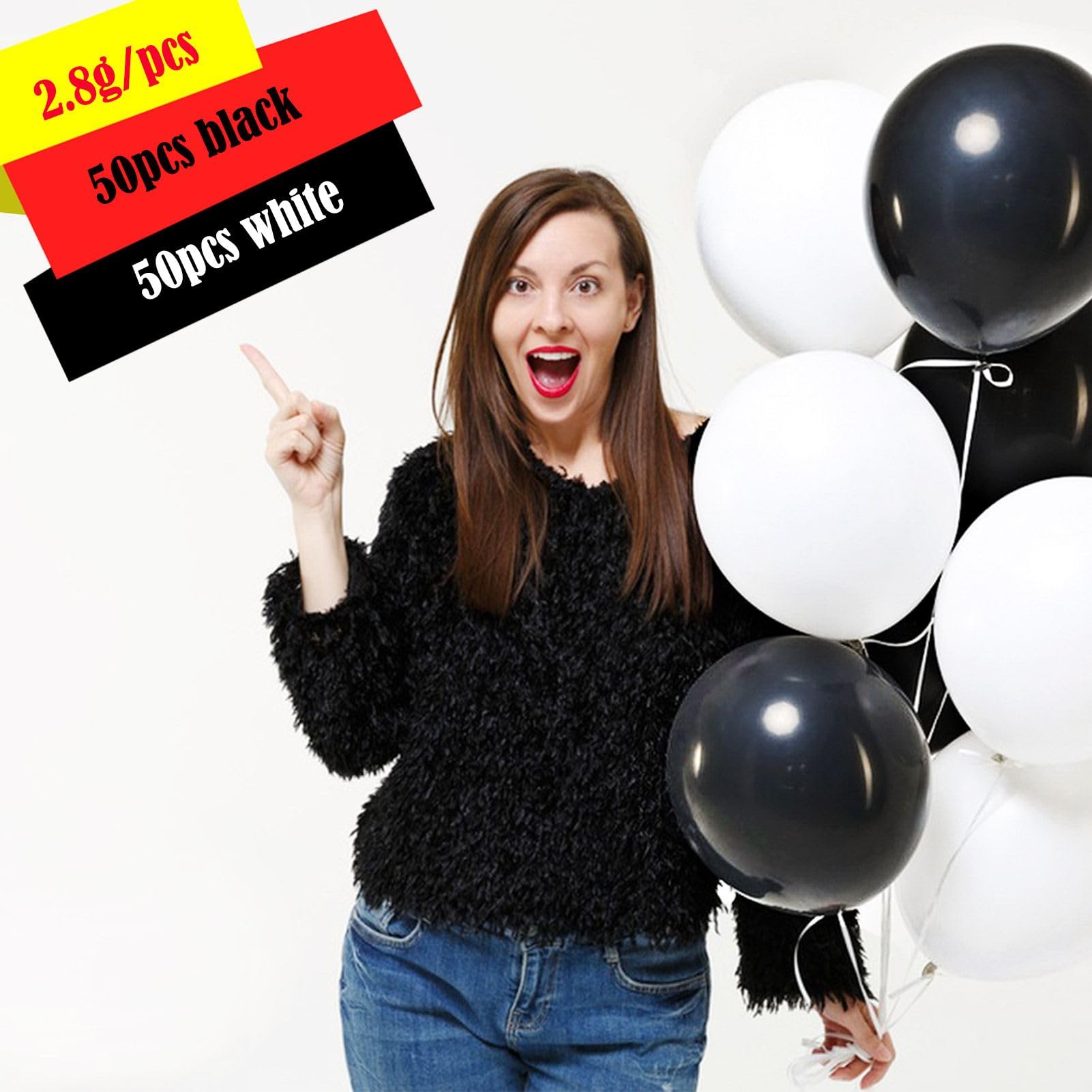 100-Pack 12 Inch Black & White Party Balloons - Premium Latex Balloons for Birthday, Wedding, Graduation Decorations | Perfect for Indoor & Outdoor Party Decor, Baby Showers, Anniversary Celebrations