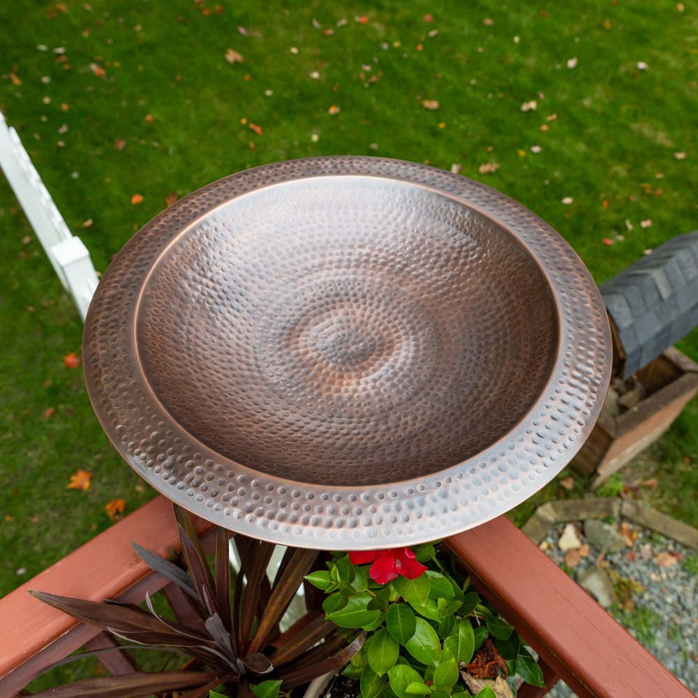 Achla Designs Hammered Copper Birdbath for 4x4 Post - Outdoor Garden Decor for Birds & Wildlife - Perfect for Backyard, Patio, and Garden Decorations