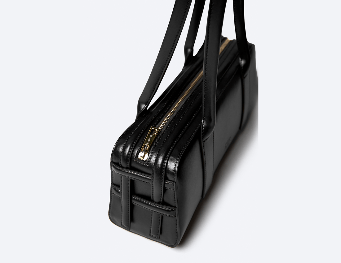 Paquin Vegan Italian Grape Leather Shoulder Bag for Women | Onyx Black | Eco-Friendly Crossbody Purse for Work, Travel & Everyday Use
