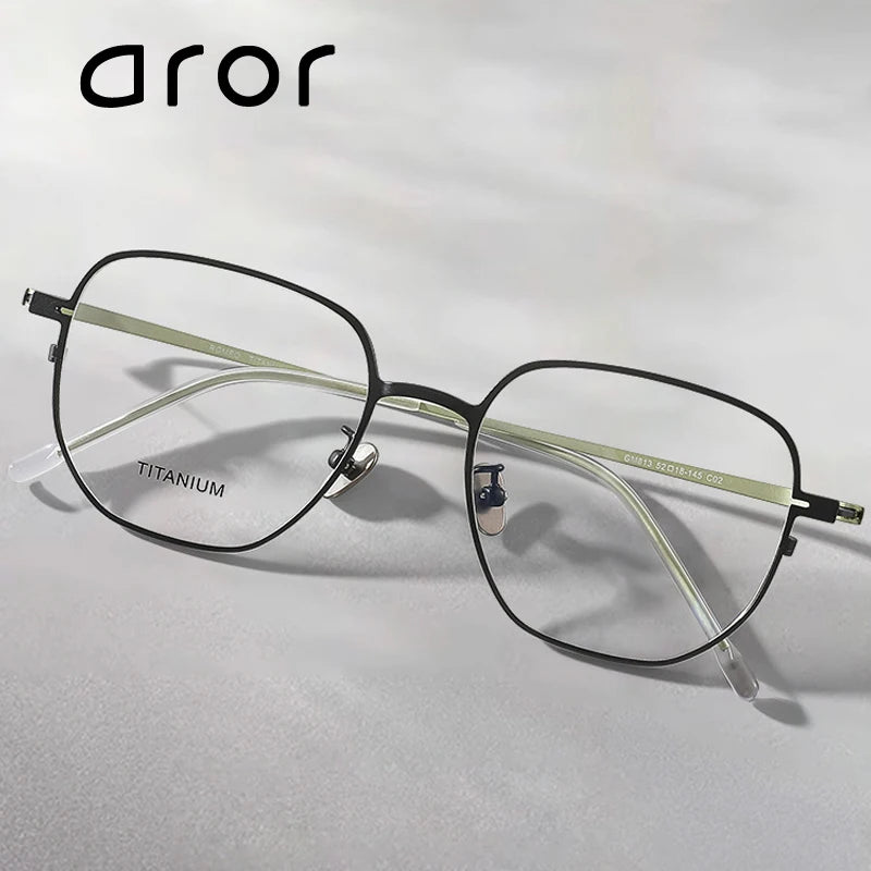 Aror Unisex Full Rim Polygon Square Titanium Eyeglasses 47813 - Lightweight Durable Frame for Work, Reading & Fashion | Trendy Square Glasses for Men & Women