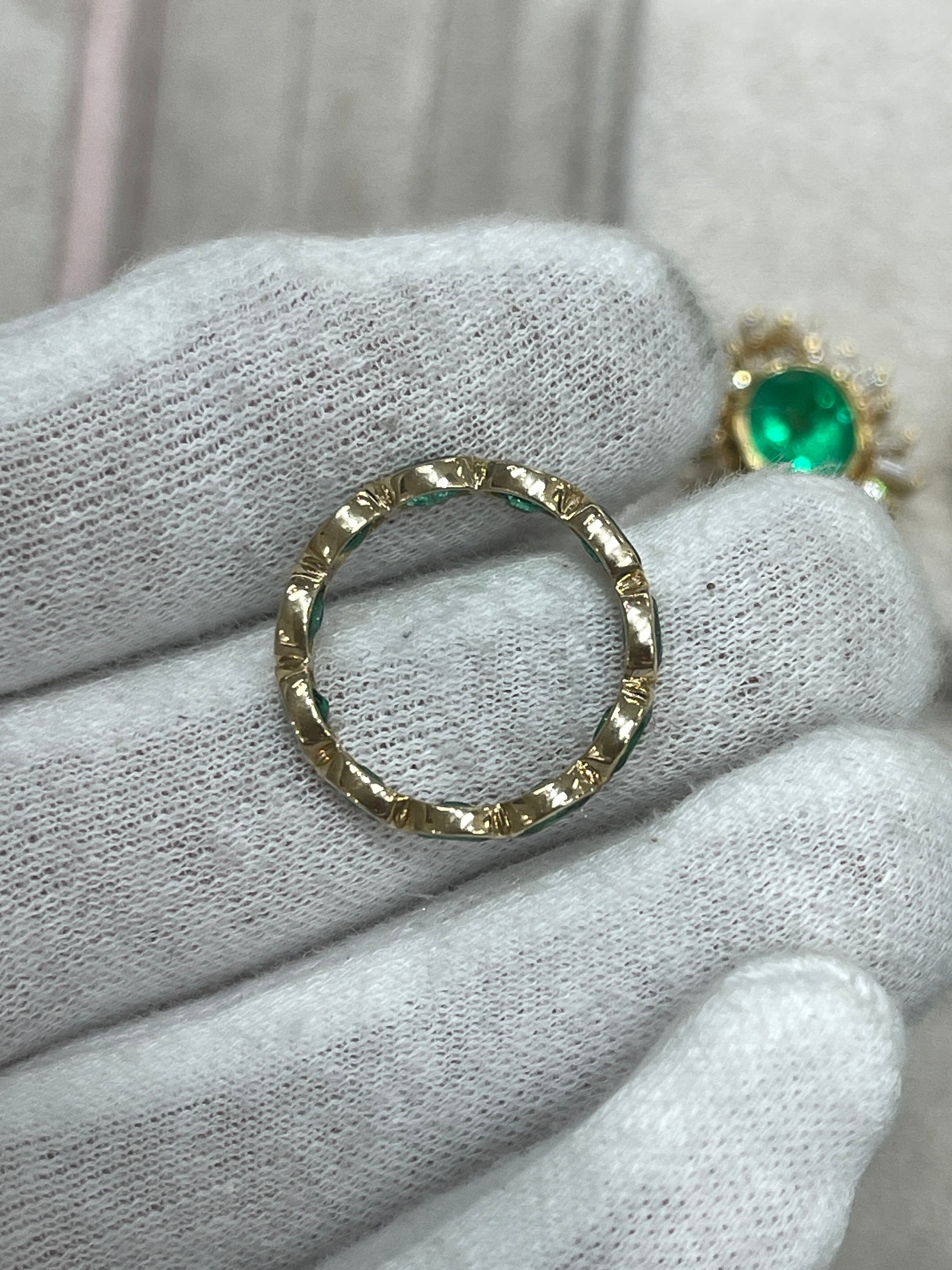 2.30tcw Moval Marquise & Oval Emerald Cut Bezel Eternity Band Ring - 14K White/Yellow/Rose Gold - Size 5.25 - Wedding, Anniversary, Engagement, Gift for Her