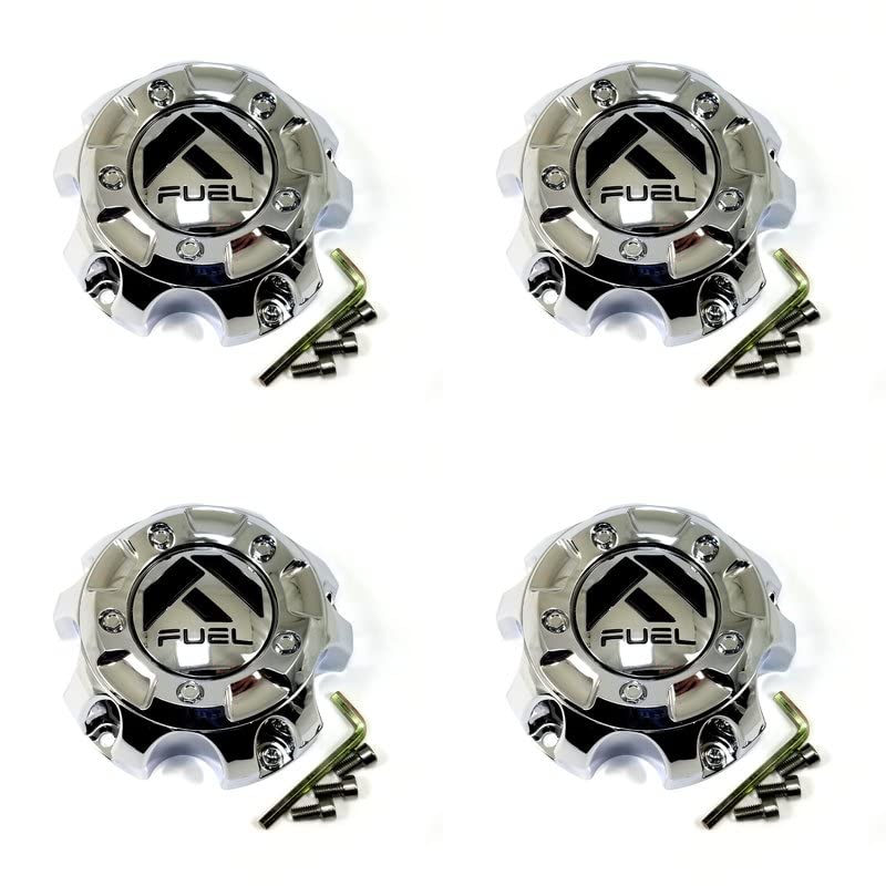 4-Pack Chrome Off-Road Wheel Center Hub Caps - 5/6 Lug Compatible with D696 Covert, D716 Covert, D551 Anza & More - Durable Alloy Wheel Covers for Trucks, SUVs & Jeeps - Off-Roading, Daily Driving & Vehicle Customization