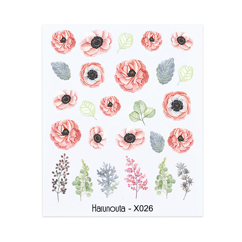 Premium Water Decals Nail Stickers X026 - Floral & Geometric Designs for DIY Nail Art - Perfect for Home Manicures, Parties & Special Occasions