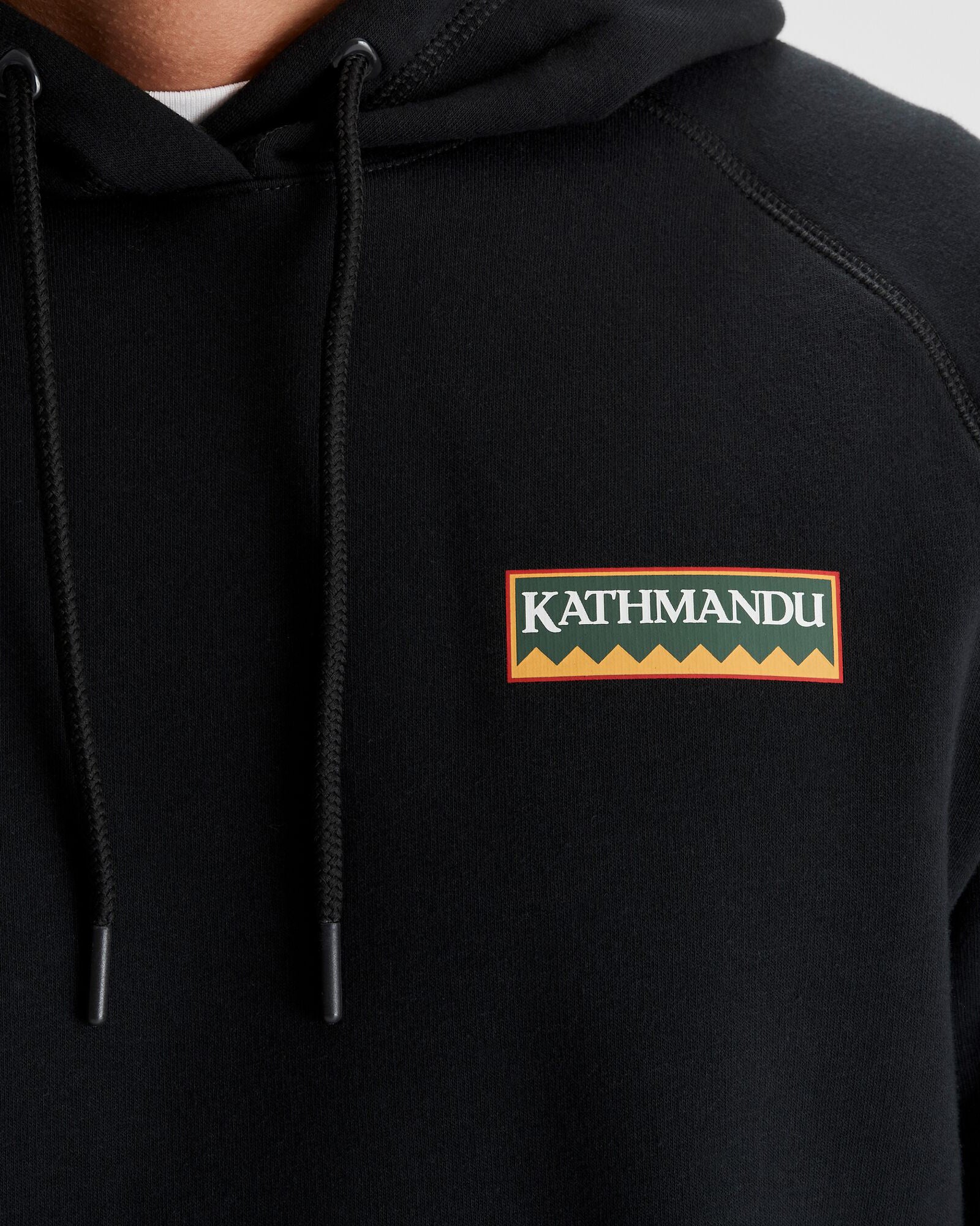 Men's Kathmandu Heritage Logo Slouchy Hoodie - Black | Cozy Pullover Sweatshirt for Casual Wear & Outdoor Adventures