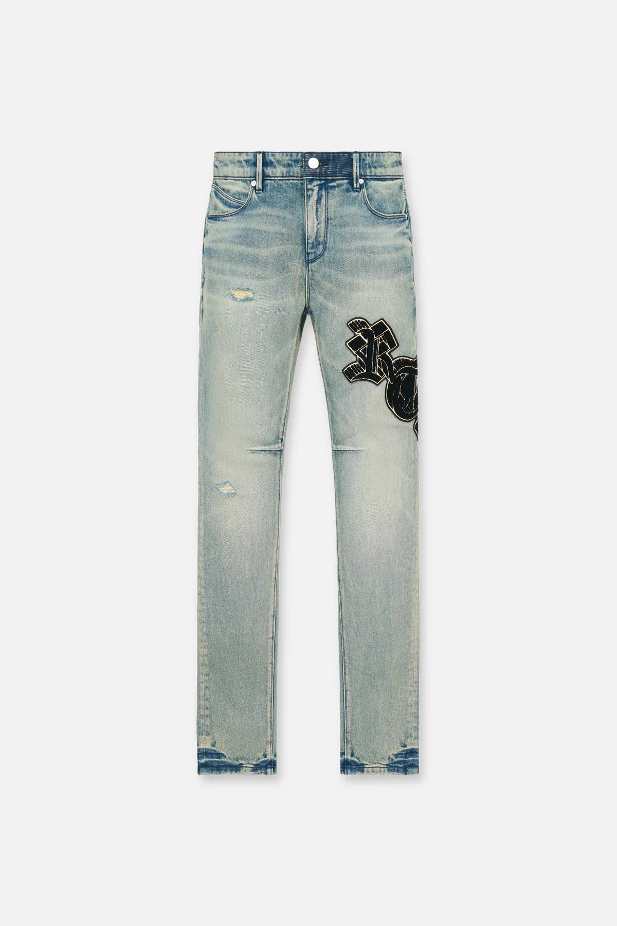 RTA Bryant Skinny Jeans for Women - High Waisted Stretch Denim Pants in Ocean Blue with OG Patch - Perfect for Casual Wear, Date Night & Street Style Outfits