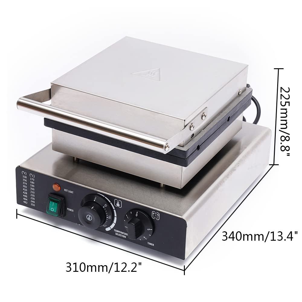 Nonstick Electric Waffle Maker Machine - 1750W Stainless Steel with 4 Wheat-Shaped Plates - Adjustable Temperature Control (50-300°C) - 110V for Home & Commercial Use - Perfect for Breakfast, Brunch, and Dessert Preparation