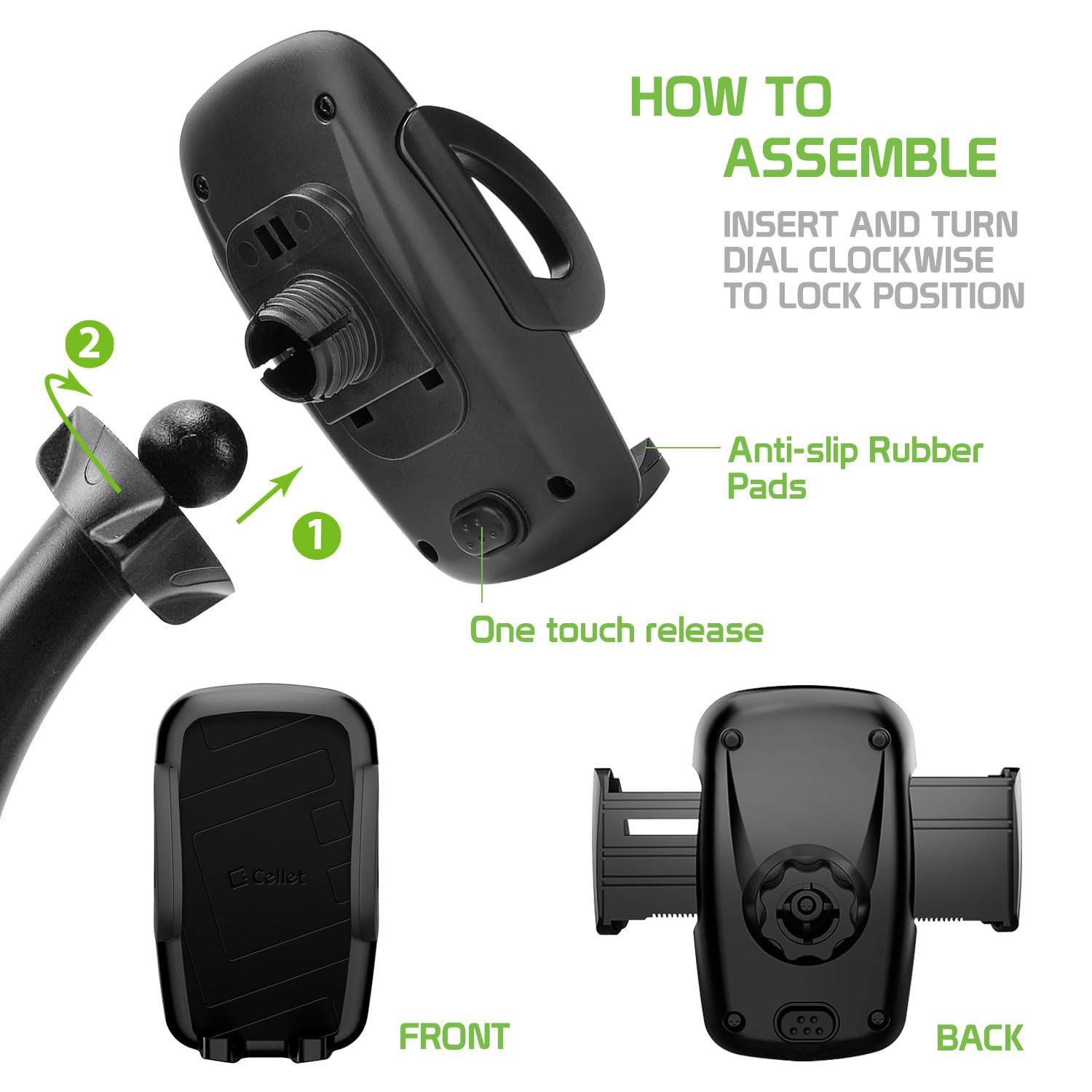 Cellet Universal CD Slot Phone Mount - 360° Rotating Car Phone Holder with Secure CD Slot Base & One-Touch Release for iPhone, Samsung, Google Pixel - Perfect for GPS Navigation, Hands-Free Calling & Road Trips