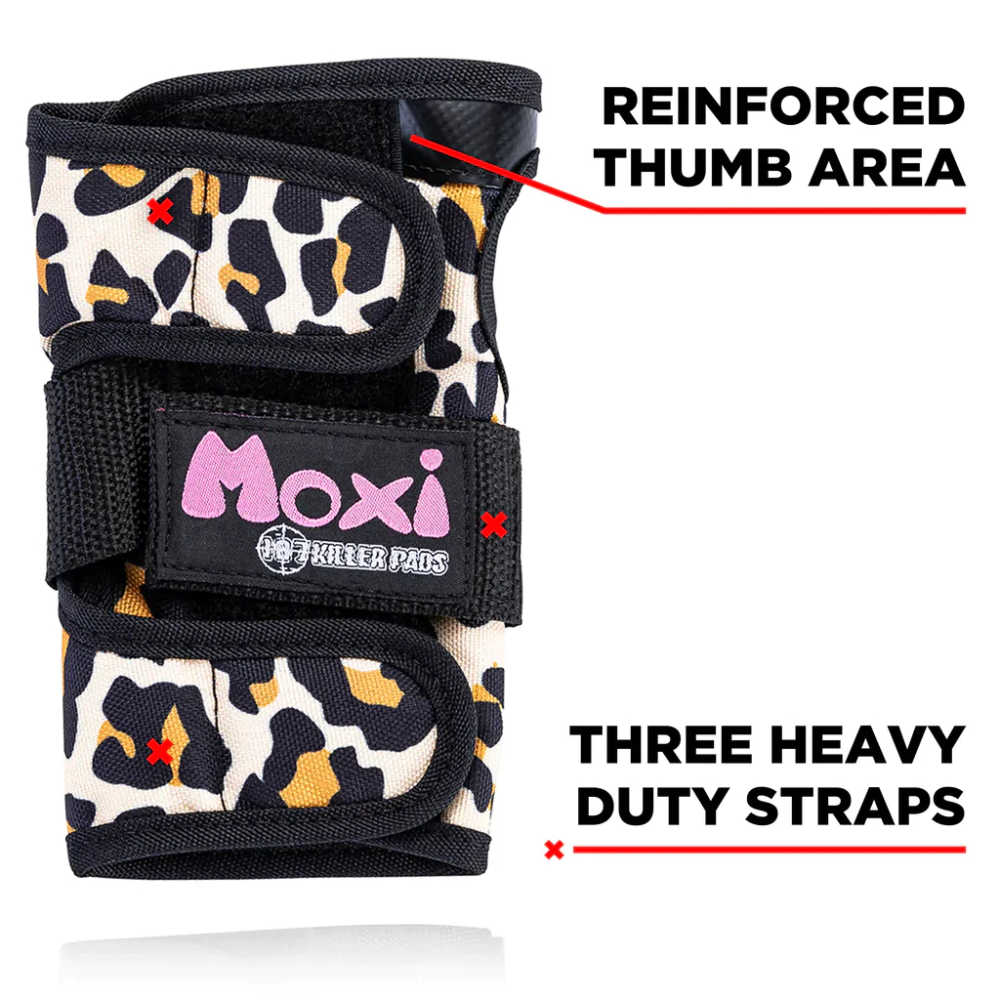 Moxi Wristguard 187 - Leopard Print Protective Wrist Support for Skateboarding, Roller Skating & Outdoor Sports