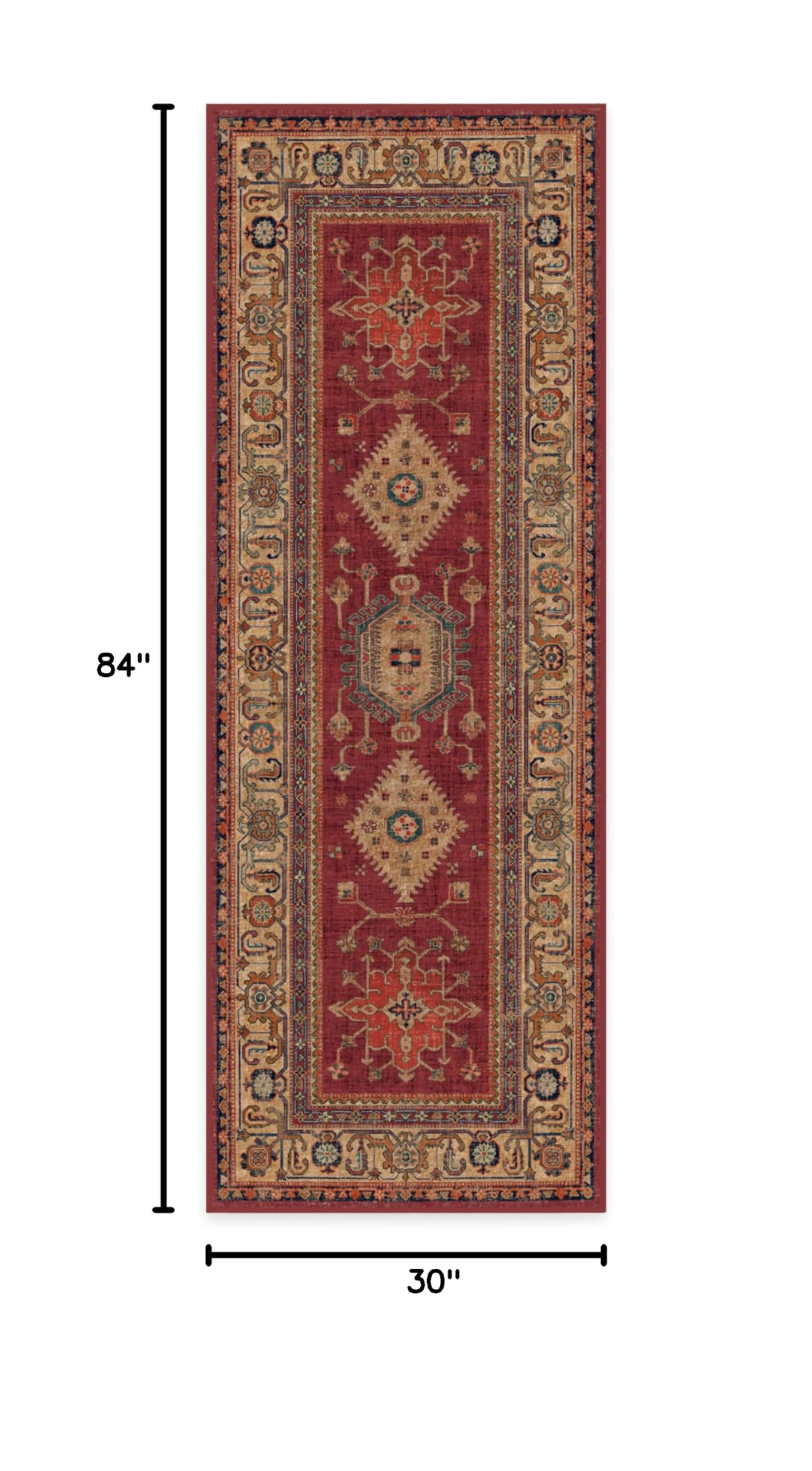 Washable 2x7 Runner Rug by Ruggable - Cambria Ruby | Non-Slip Premium Rug for Hallway, Kitchen, Entryway, Living Room, Bedroom & Office | Perfect for High-Traffic Areas & Pet-Friendly Homes