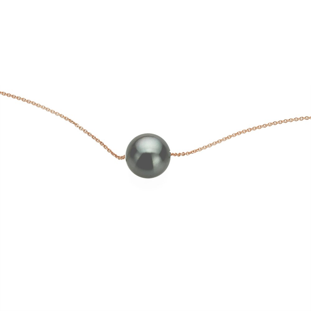 14K Gold Rose or White Gold Necklace with Natural South Sea Black Pearl Pendant - Elegant Jewelry for Weddings, Parties & Special Occasions