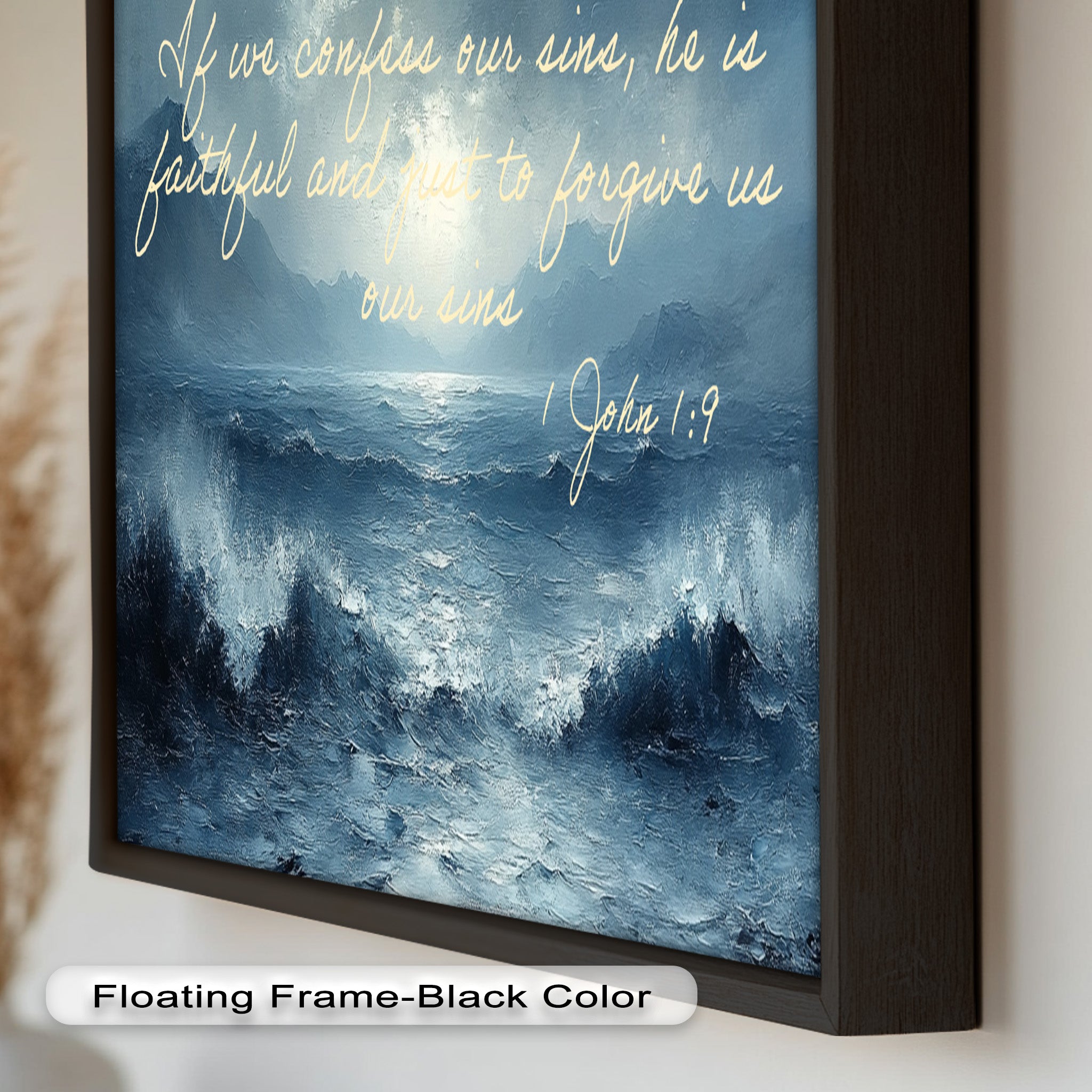 1 John 1:9 Bible Verse Oil Painting - Christian Scripture Wall Art for Home Decor, Church & Office - Forgiveness and Grace Religious Gift