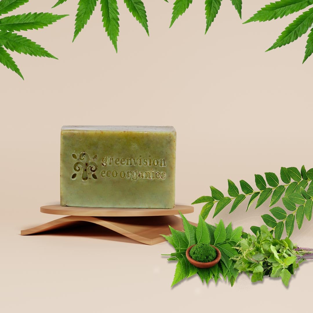 Greenvision Eco Organic Handmade Neem & Tulsi Oil Bath Bar - 100g (3 Pack) | Natural Skin Care for Dry & Sensitive Skin | Perfect for Spa, Relaxation & Gift Sets