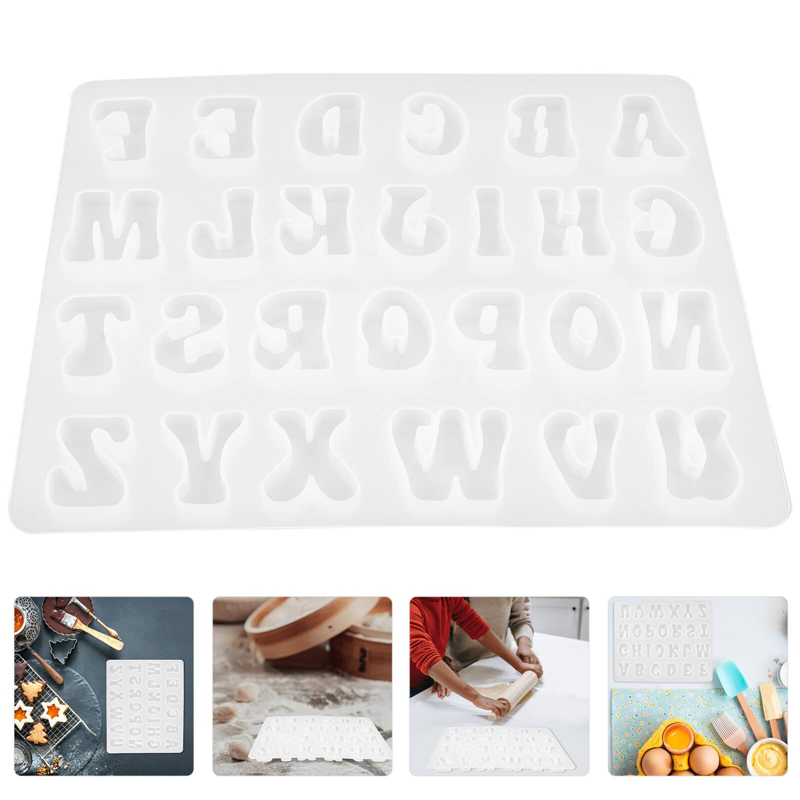 Alphabet Letter Stencil Silicone Mold Set for Cake, Fondant, Chocolate, Candy & Cookie Decorating - DIY Baking Tools for Birthday, Wedding & Party Desserts