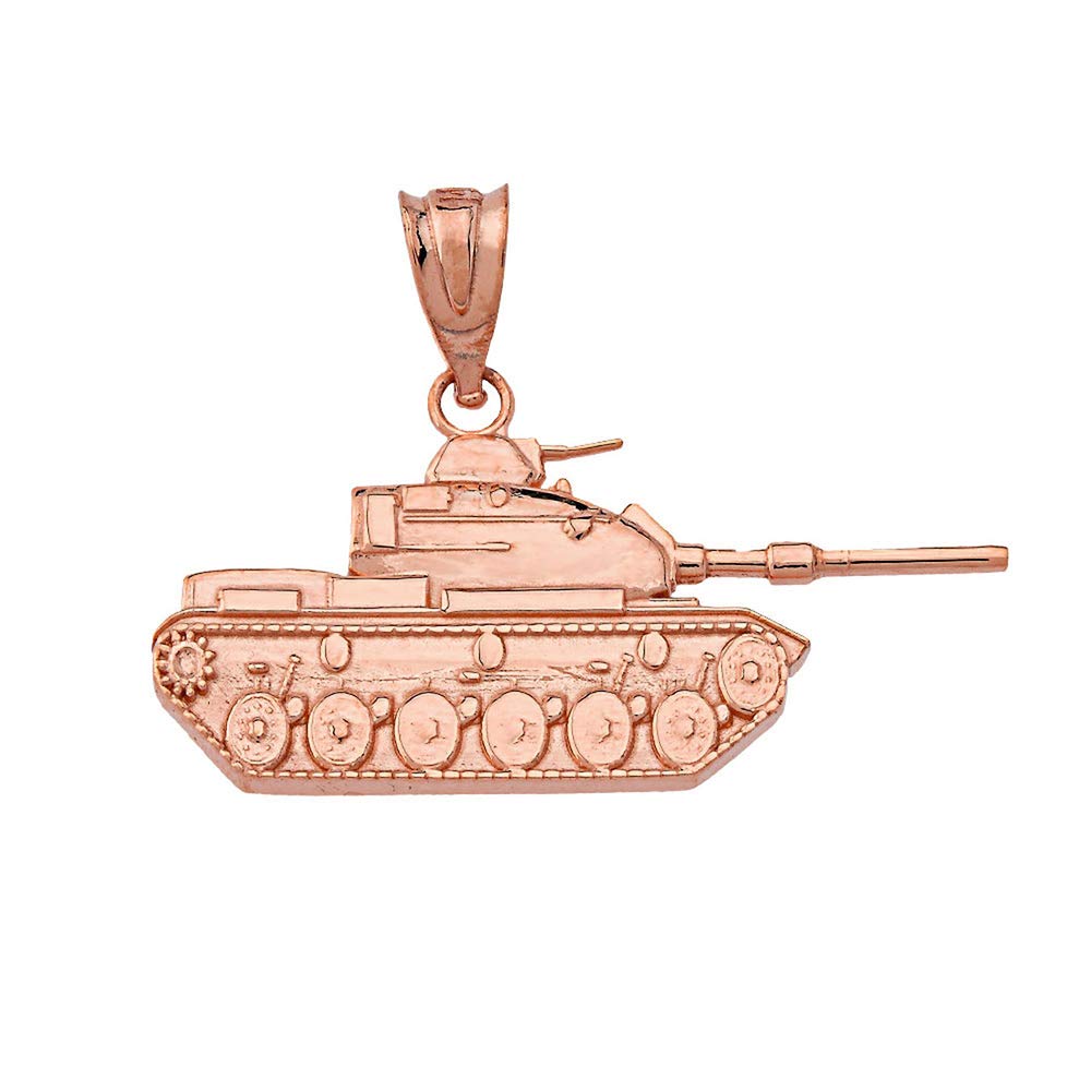 10k Gold Military Tank Pendant Necklace for Men - Army Battle Vehicle Jewelry - Perfect for Veterans, Soldiers & Military Enthusiasts (Ideal for Everyday Wear, Gifts & Special Occasions)
