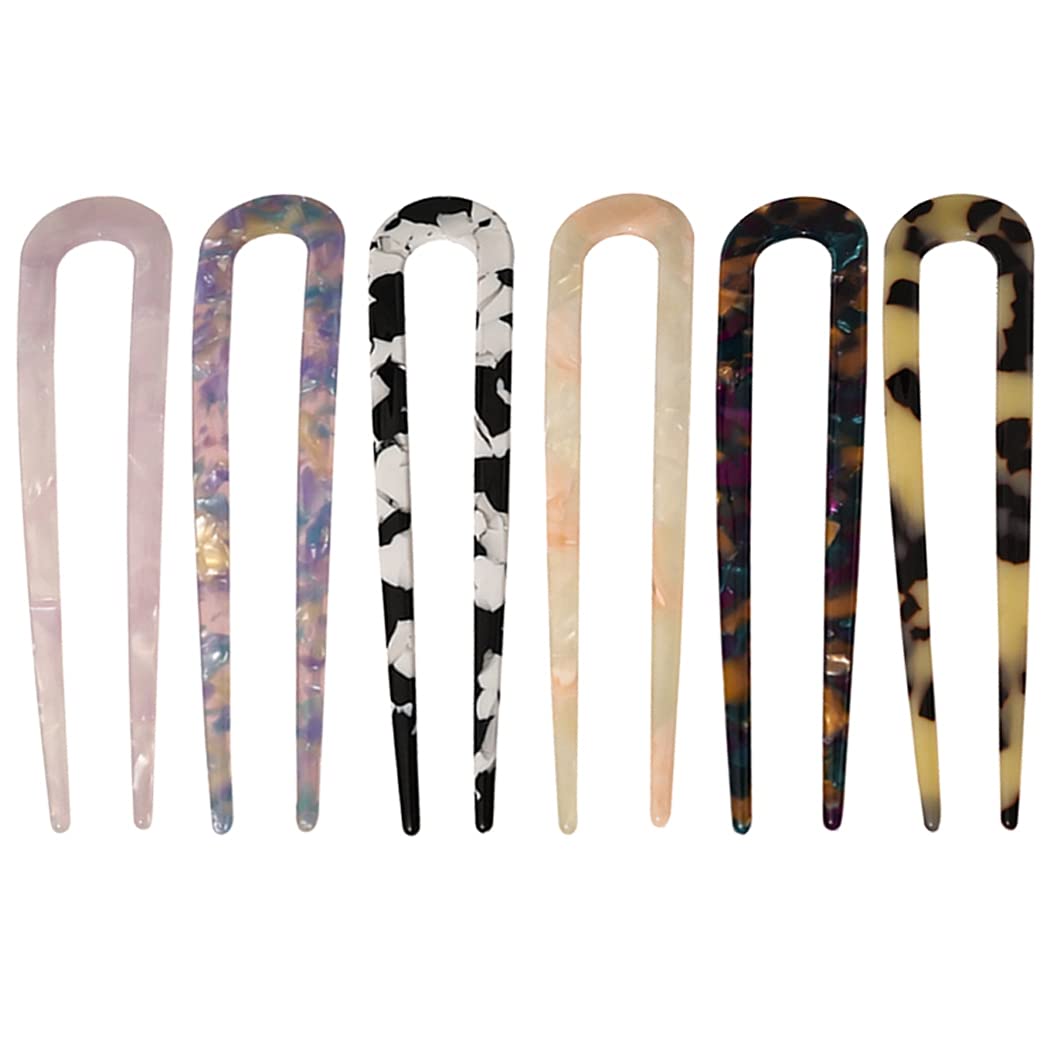 Lnrueg U-Shaped Hair Pins 6PCS Set - Elegant Hair Sticks & Forks for Women & Girls | Classic Straight Hair Accessories for Casual, Party & Wedding Hairstyles