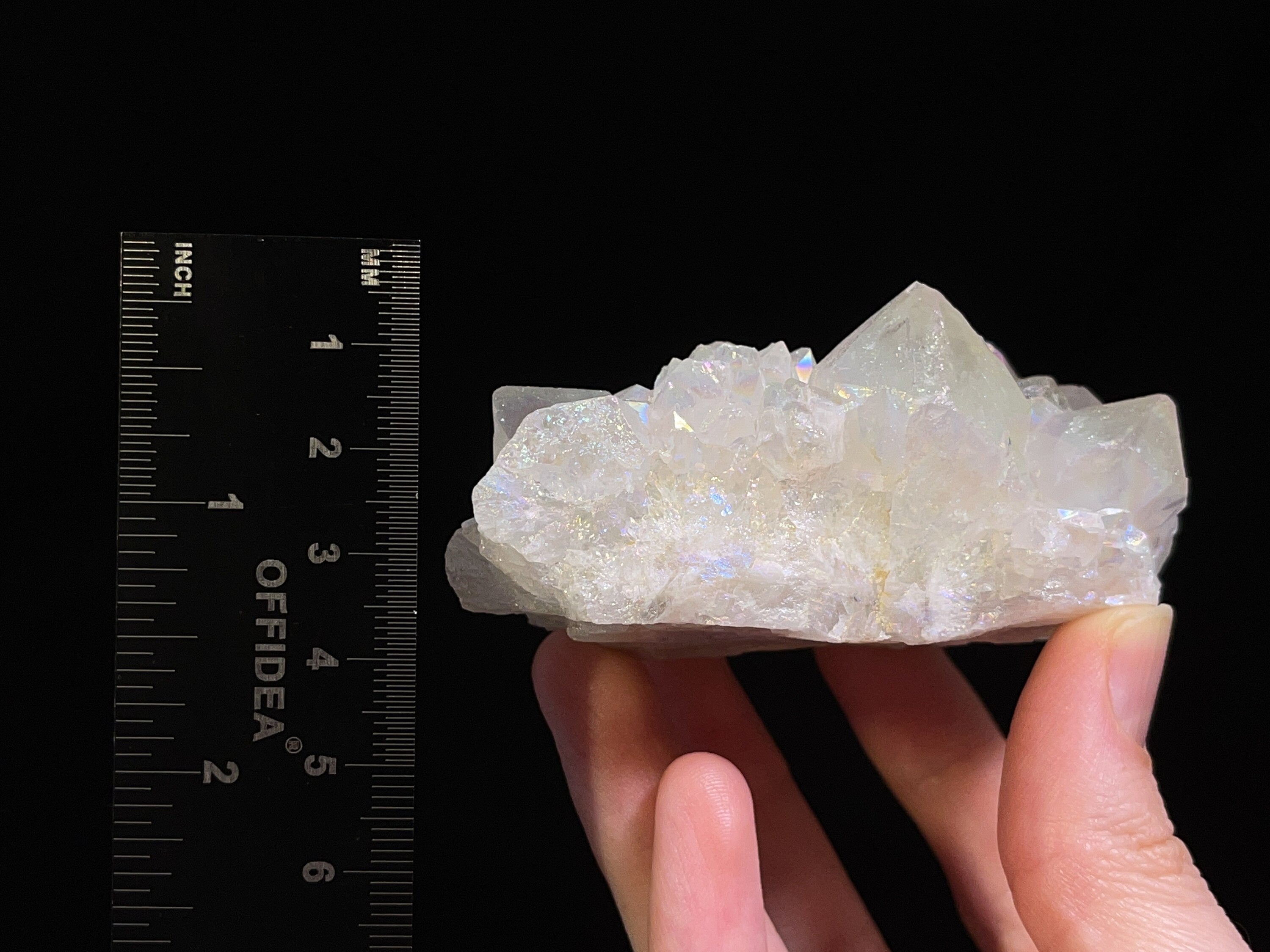 AURA QUARTZ Angel White Rainbow Quartz Crystal Cluster - Natural Spirit Quartz Healing Stone for Meditation, Reiki & Boho Home Decor - Perfect for Spiritual Gifts & Crystal Collection
